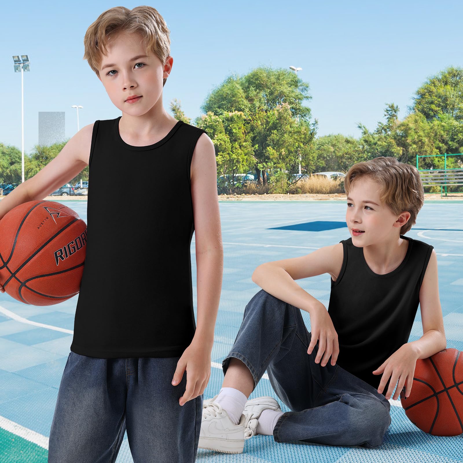 Camiseta interior térmica para niños WOWENY, micro forro polar, sin mangas