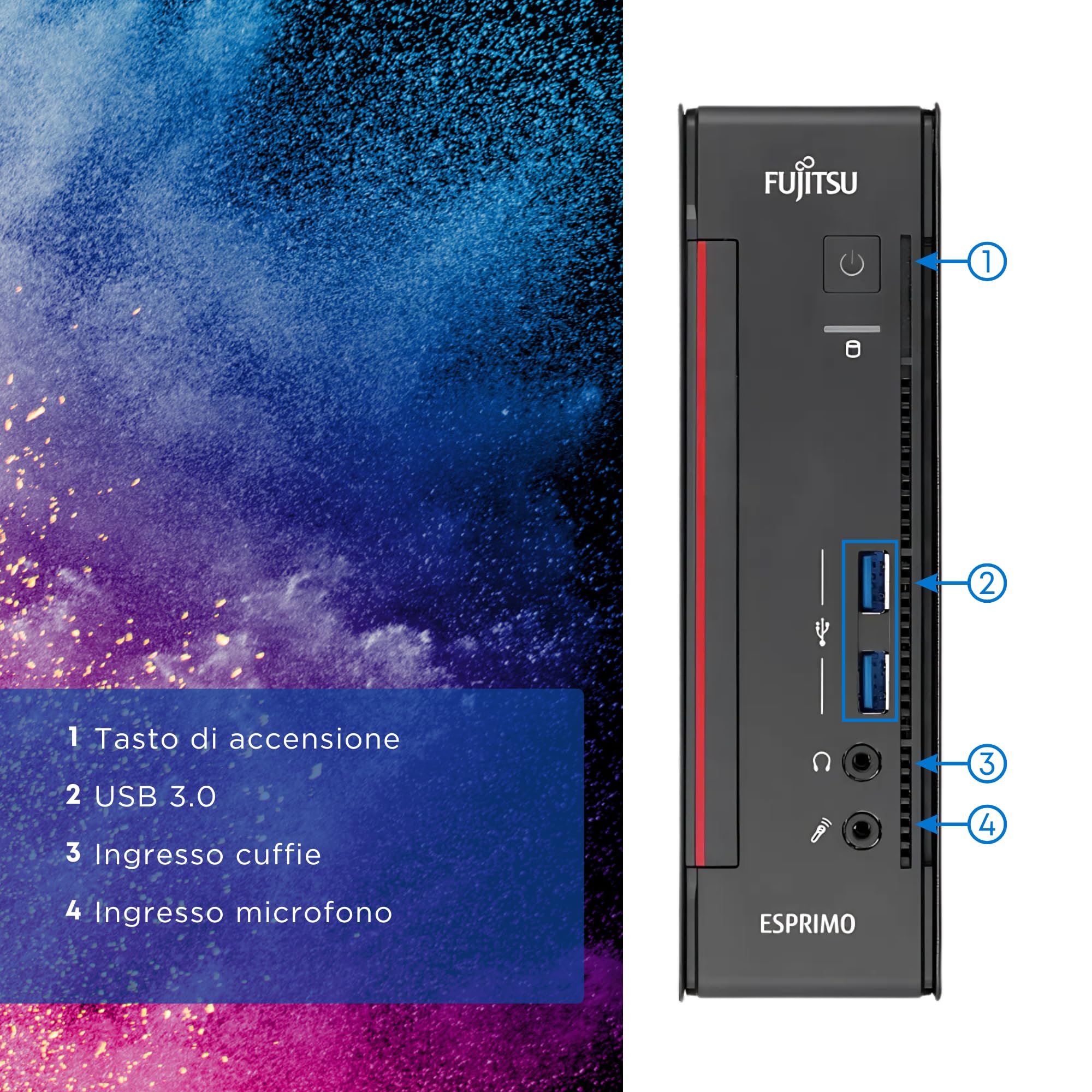 Fujitsu Q558 - Mini Pc Computer Fisso Desktop - Intel i5-8400T 6 Core 1.7 GHz - Ram 8GB DDR4 SSD 256GB, DVI + DP - Win 11 Pronto All'Uso con Chiavetta WiFi in Omaggio (Ricondizionato)