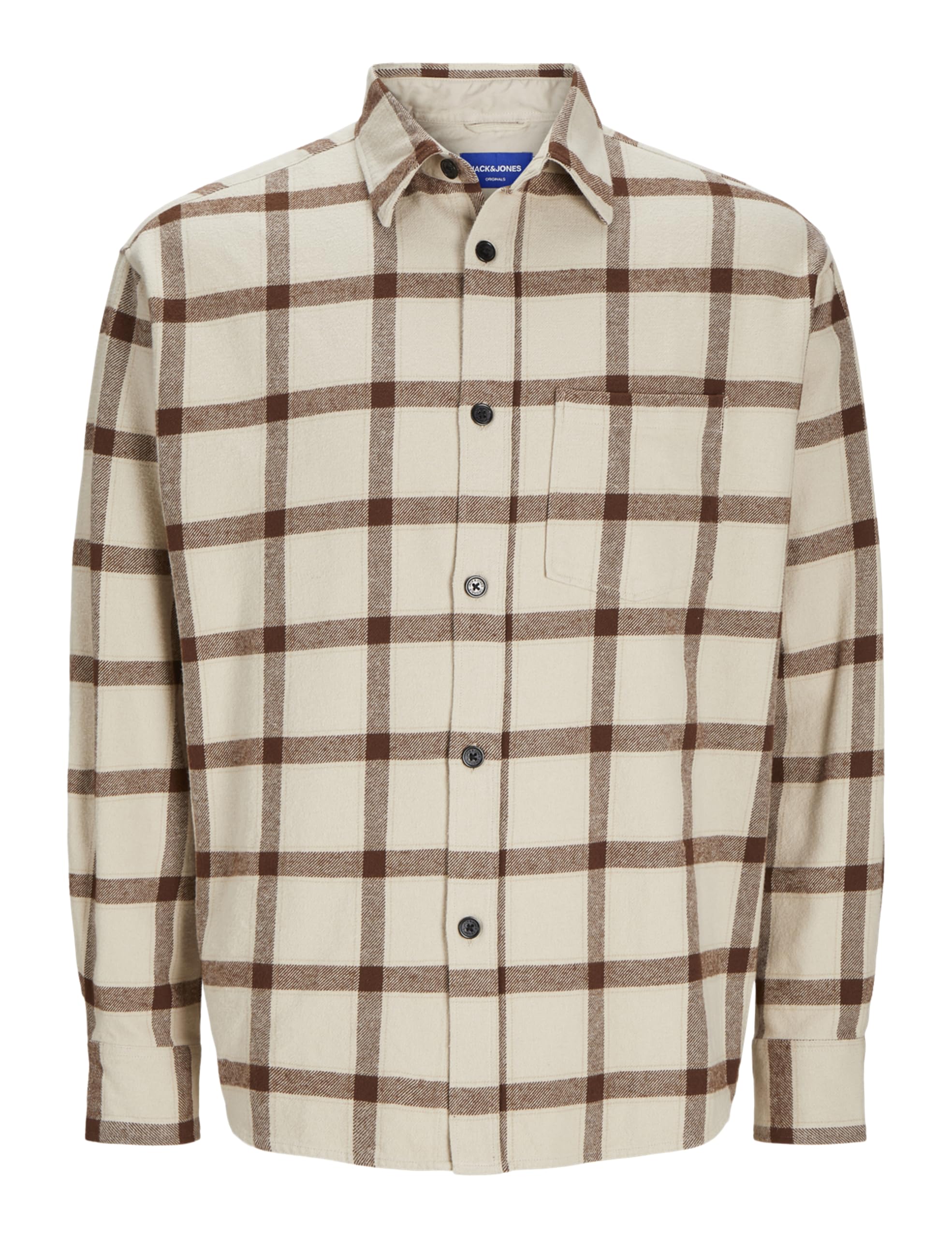 JACK & JONES Men's Jorfrederiksberg Flannel Shirt LS Sn Casual, Oatmeal, L