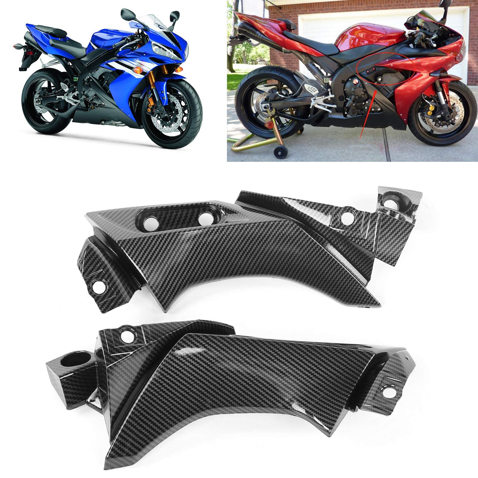 Carénage de moto, panneau latéral de carénage de genou de moto de Style en Fiber de carbone pour R1 2004-2006