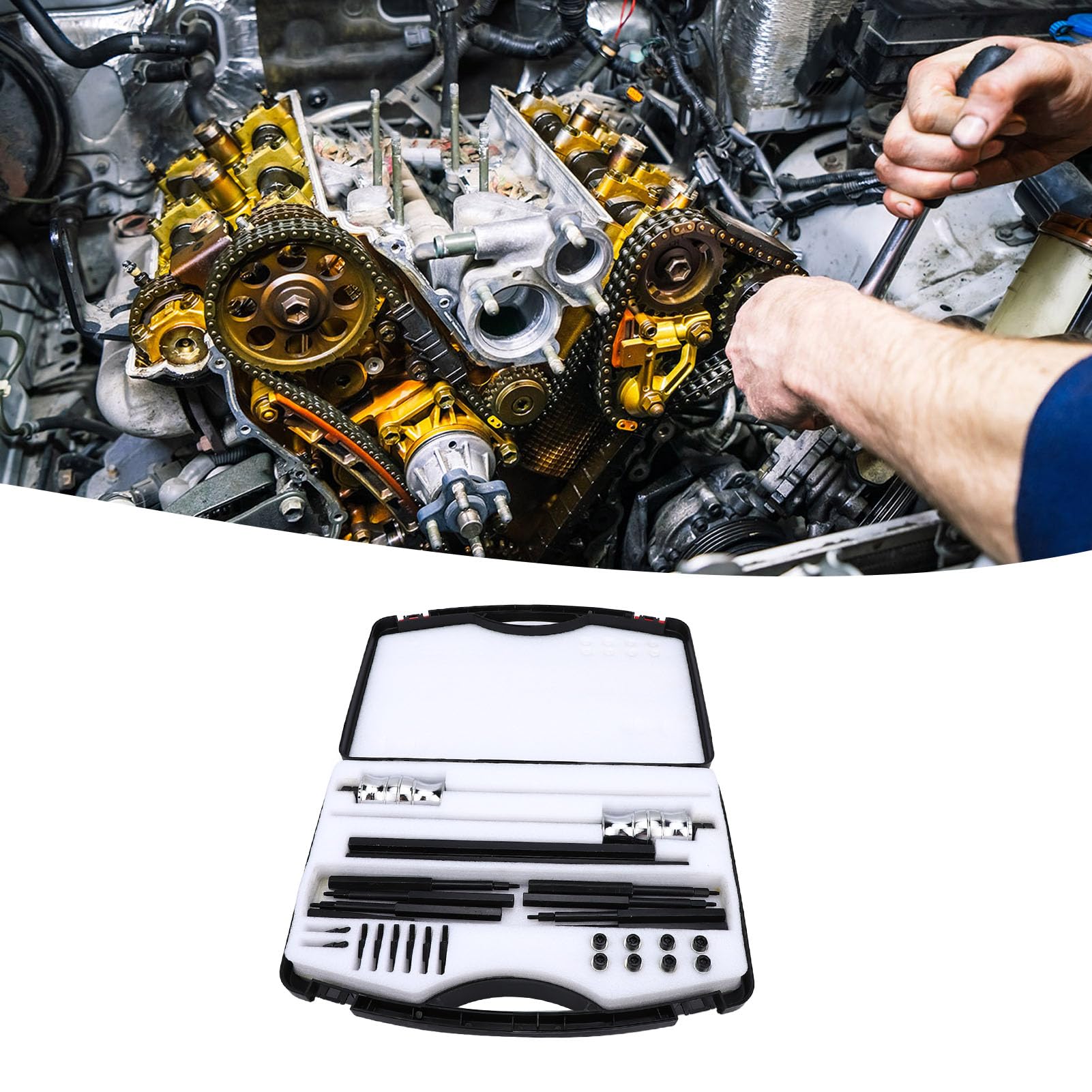 Kit Principale di Sostituzione del Gruppo Guida per Strumento di Rimozione Iniettore Carburante per Motori MG 1.0L 1.4L .5T .6L con Struttura in Acciaio Legato EN 51146 EN