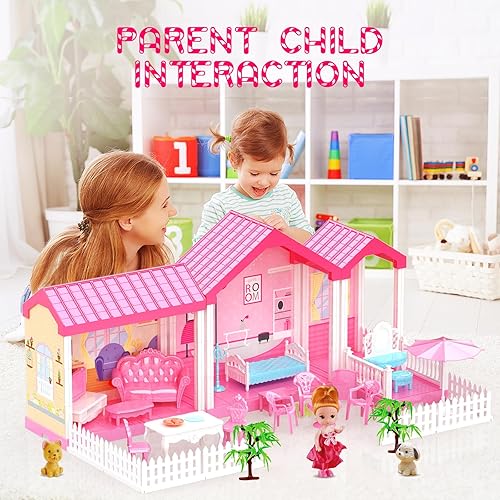 Miniatura 3 de TopGift Casa de muñecas, casa de muñecas de ensueño, regalos para niñas, casa de muñecas, juguetes de casa de juegos, 3 habitaciones, casas de