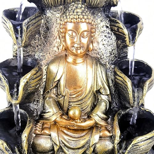 Miniatura 6 de FECAMOS Kit de cascada decorativo de mesa, fuente de agua de mesa de Buda ligera única para mantener la buena suerte (#2)