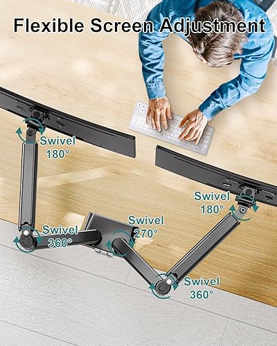 Miniatura 4 de Soporte de escritorio con brazo de monitor doble para pantallas de computadora de 13 a 32 pulgadas, soporta 4.4 a 22 libras, soporte VESA ajustable