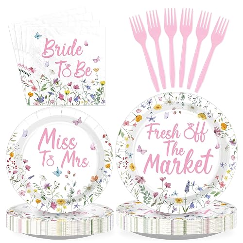96Pcs Wildflower Bridal Shower Party Supplies for Wedding Serves 24