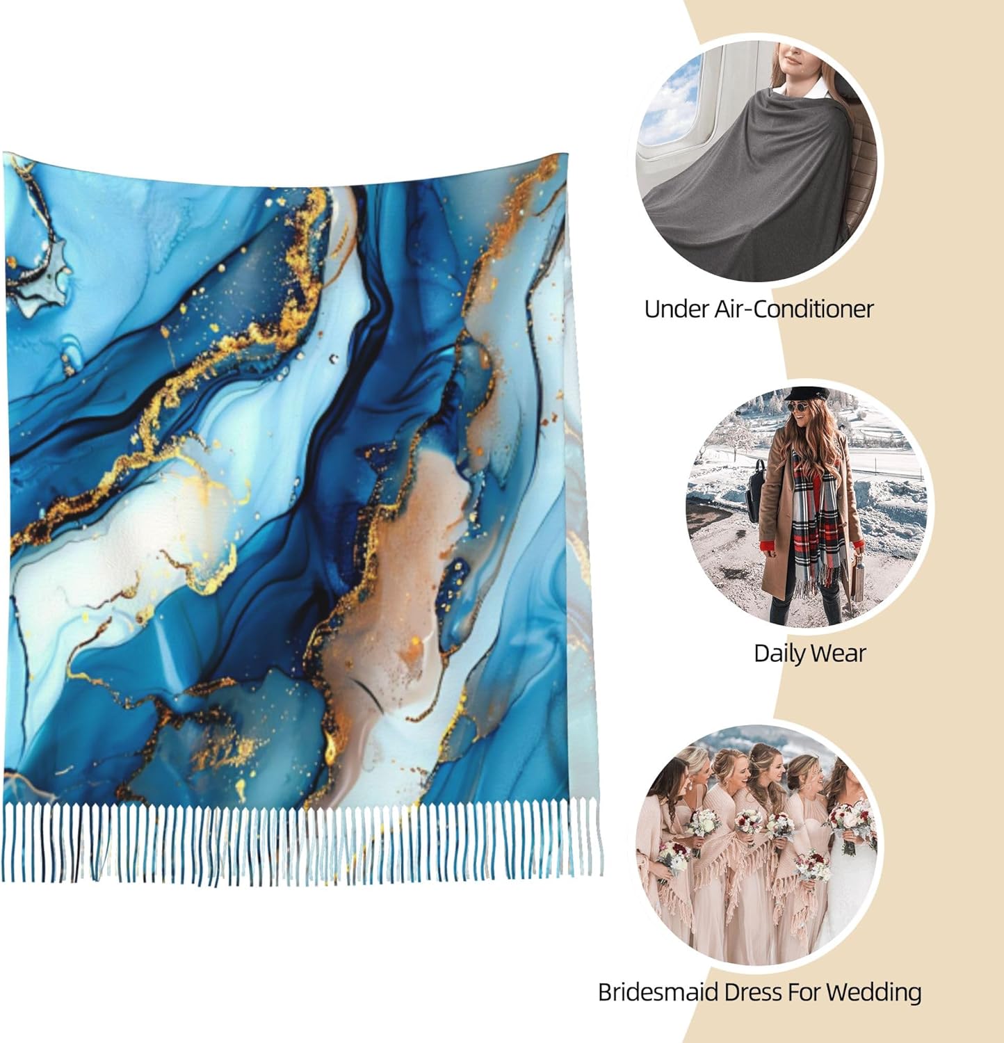 Scarf for Women,Soft Lightweight Warm Shawl Wraps for Spring Fall Winter Large tassel scarfs 77.6×28.3 Inches - Image 9