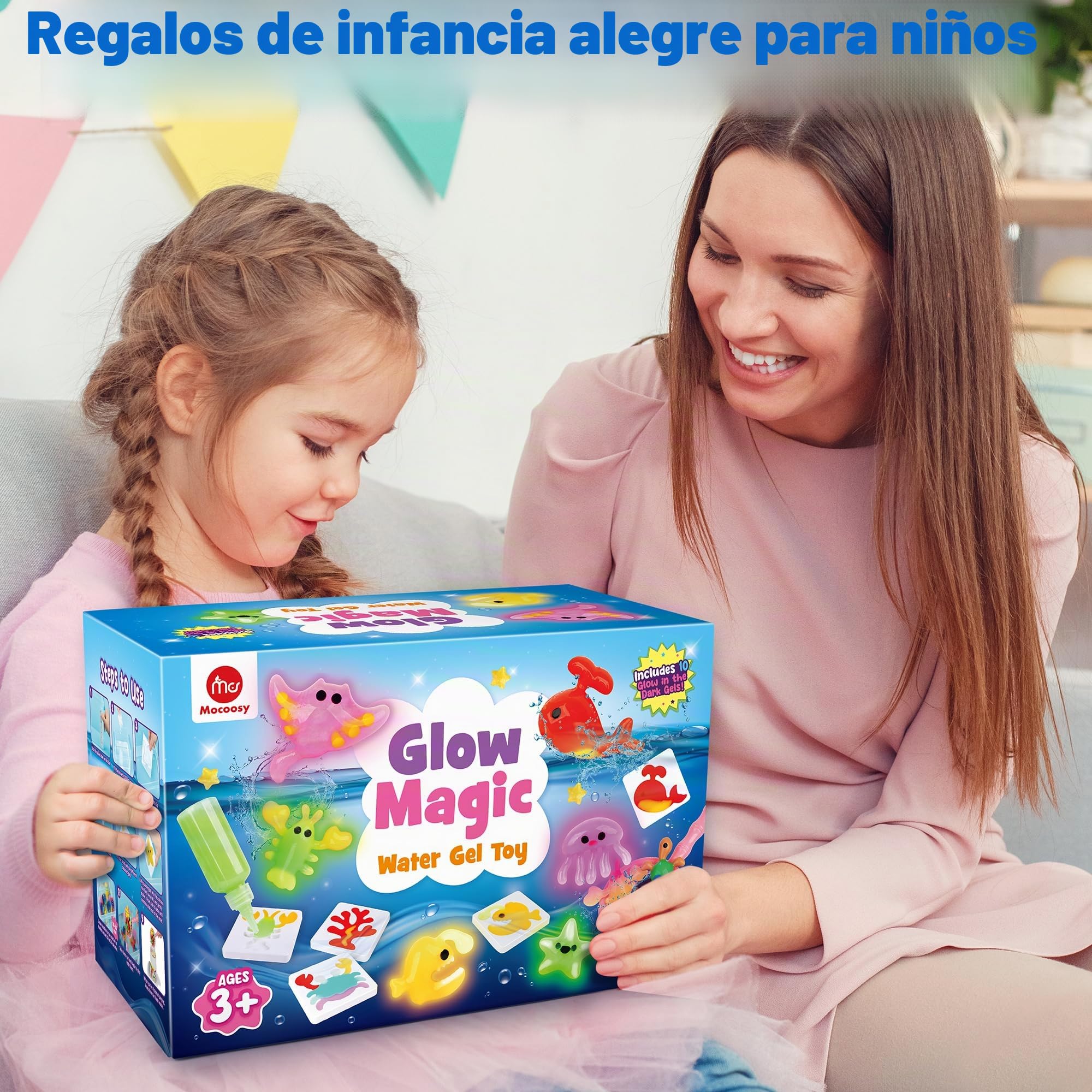 Mocoosy Brilla en la oscuridad Kit de gel de agua mágico, Aqua Gelz 3D Elfo Mágico de Agua Set con 20 Colores &16 Formas, Magic Water Elf, DIY Juguetes Creativos Regalo para Niños Niñas 4 5 6 7 8 Años