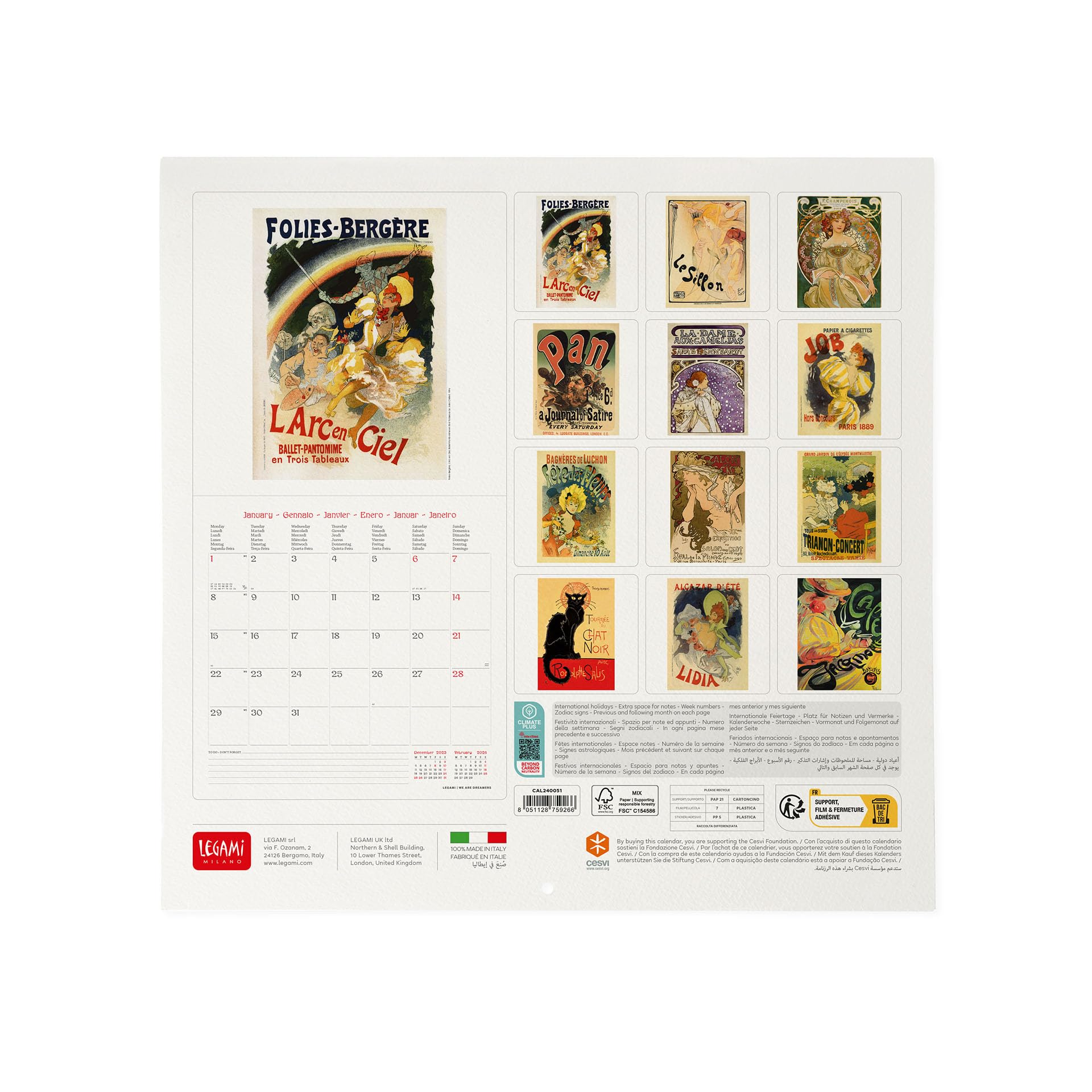 Legami, Wall Calendar 2024, 12 Months and Annual Planner, Space for Notes and Notes Number of the Week, 6 Languages - Image 3