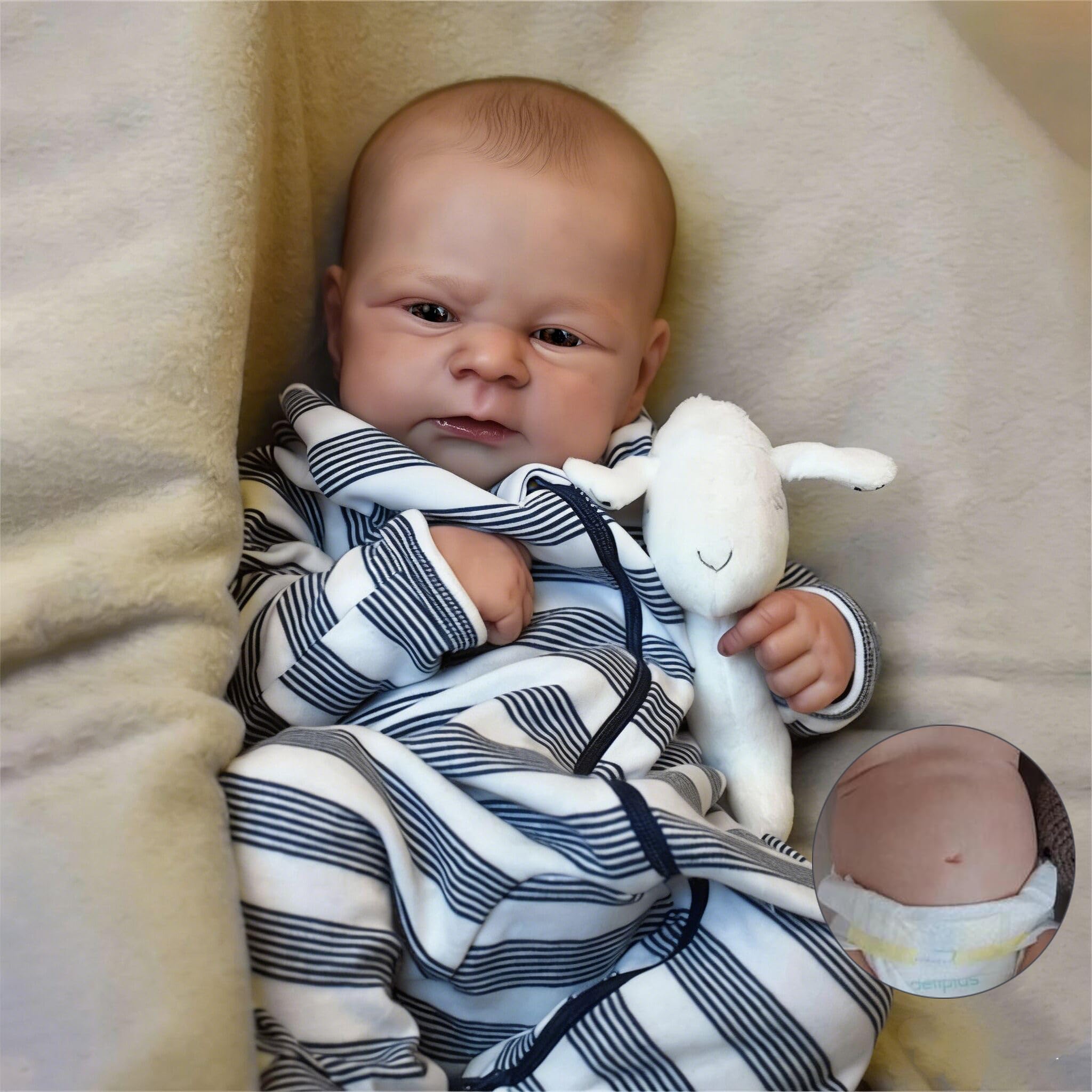 Zero pam Reborn Dolls Soft Vinyl Full Body Boys 18 Inch Realistic Soft Vinyl Baby Doll Open Eyes Lifelike Newborn Babys Dolls That Look Real Life Reborn Boy Doll With Accessories