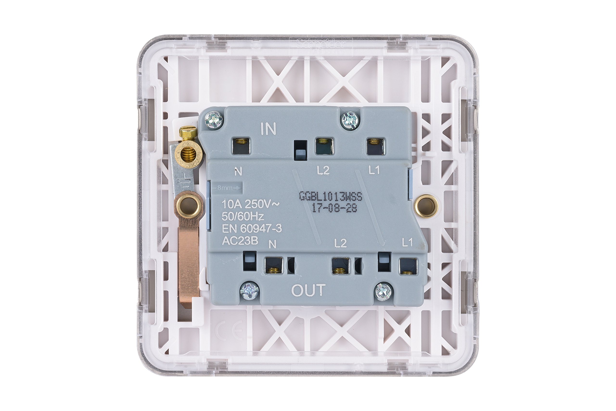 Schneider Electric Lisse Screwless Steckdose – Ungeschaltet, 5 A, Edelstahl Mit Weißem Einsatz, 10er Pack