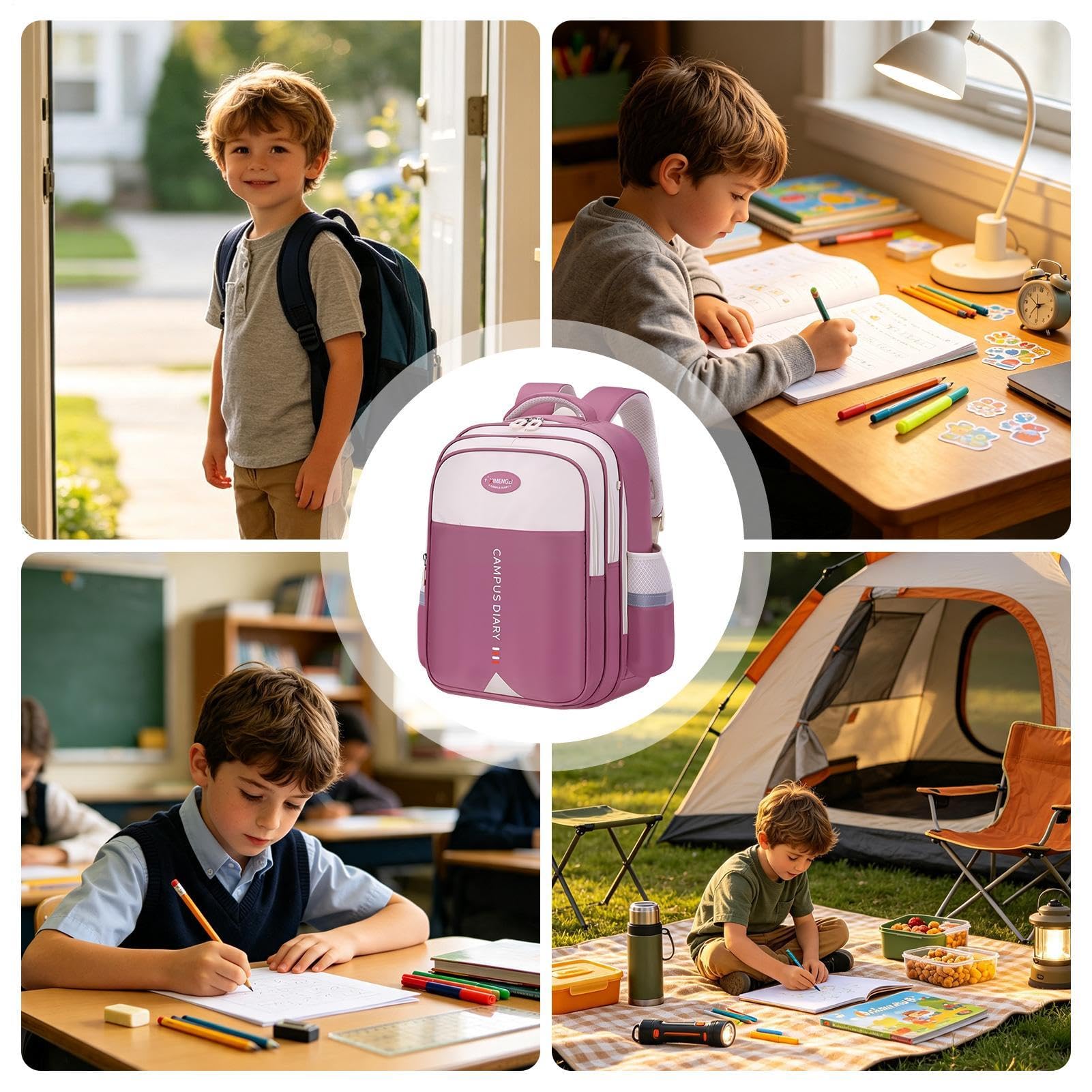 Zaino scolastico per bambini, leggero, impermeabile, di grande capacità | Borsa scolastica per bambini prescolare, zoo, parco, giardino, campeggio, picnic, passeggiate, ristorante, snack, giocattoli