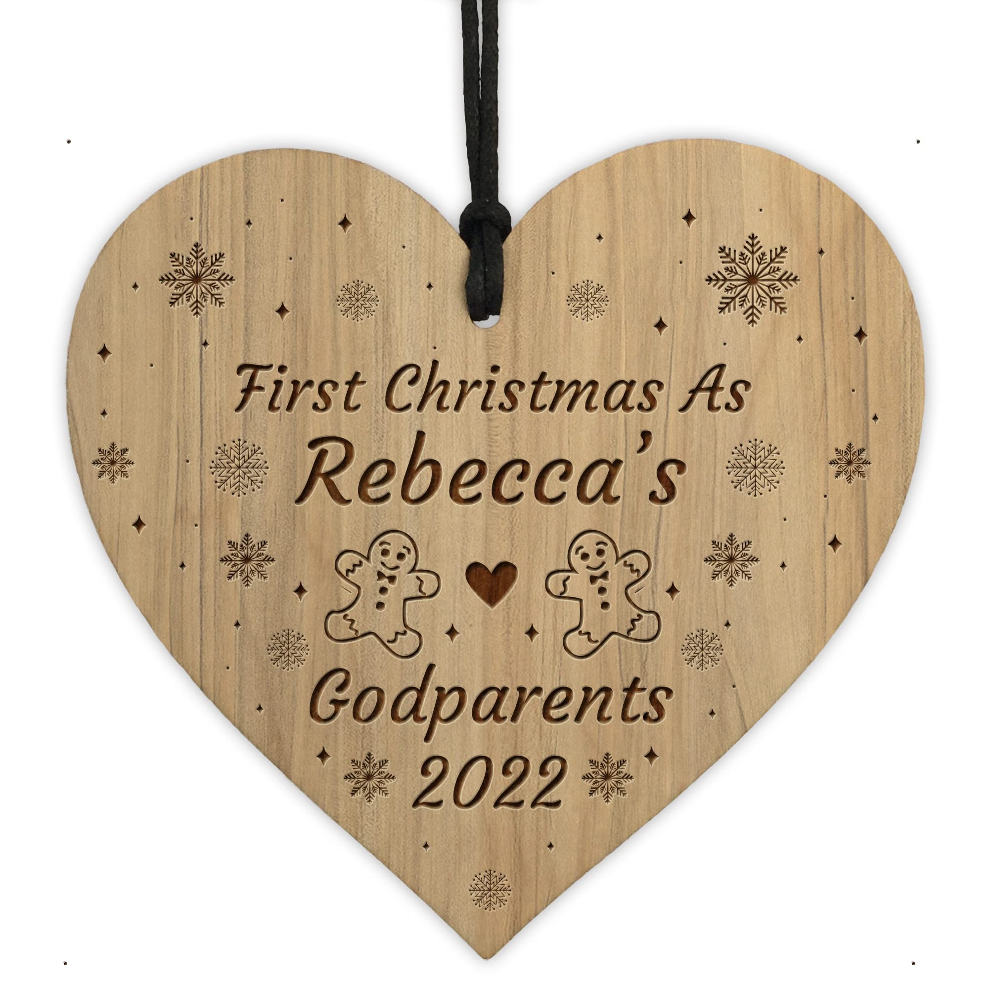 Red Ocean First Christmas As Godparents Decoration Engraved Wood Tree Bauble Personalised Friendship Gifts