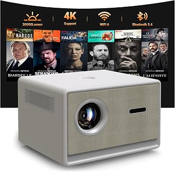 Projector, Smart Projector with WiFi and Bluetooth, Projector 4K 1080P 120 Screen Movie Projector Auto Keystone Compatible with HDMI/USB/Smartphone/PC/Laptop