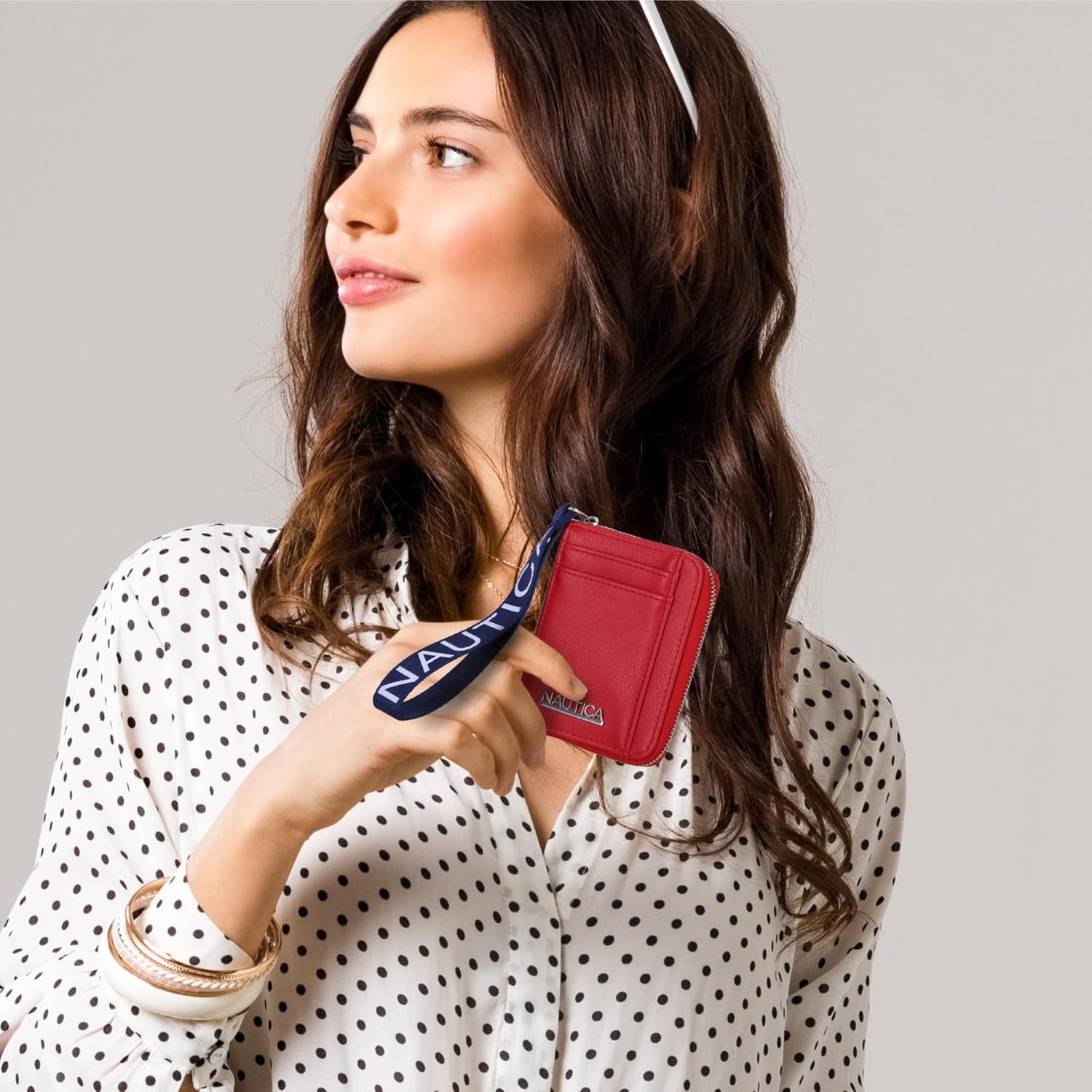 Nautica Everglades Small Wallet for Women, Compact Thin Wristlet, Credit Card Wallet with ID Window, Zippered Coin Purse, Black - Image 7