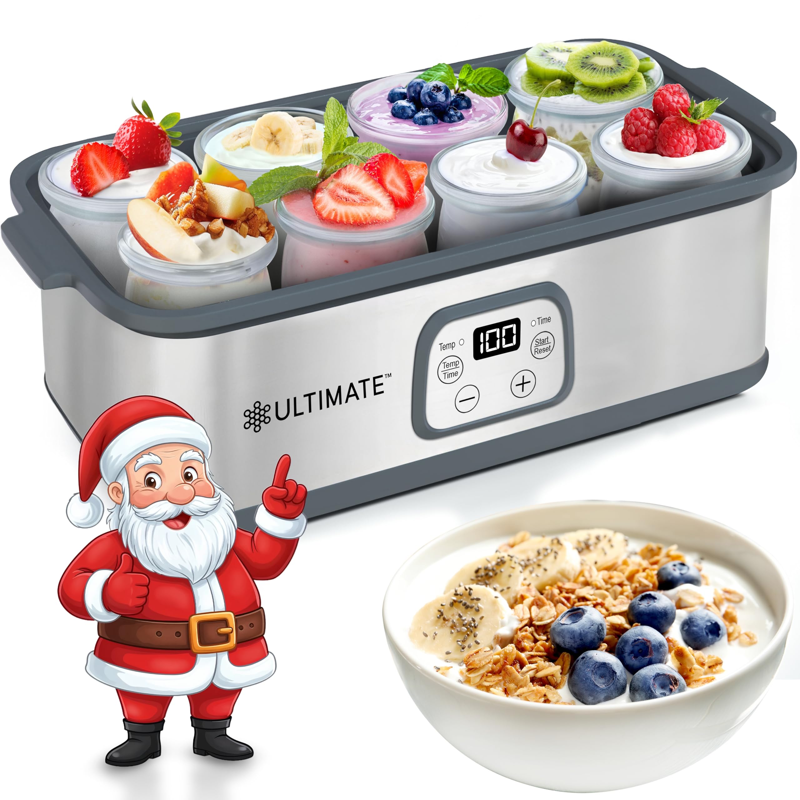 Ultimate Probiotic Yogurt Maker with Adjustable Temperature & Time Control - Make Trillions of Live Probiotics & Get Better Gut Health - ULTIMATE LIFETIME WARRANTY - Wellness Gifts for Men & Women