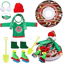 Jenaai 9 Pcs Christmas Accessories Set Christmas Clothing Includes Inflatable Snow Tube, Ear Muffs, Scarf, Sweater, Boot, Mask, Hat, Ice Skates, Shovel for Decor