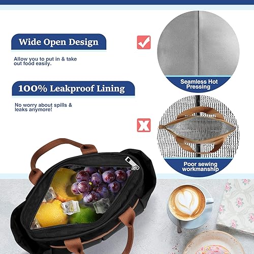 Miniatura 3 de FINPAC Bolsa de almuerzo aislada, bolsa de almuerzo grande para mujeres, hombres y adultos, a prueba de fugas, reutilizable, lonchera instantánea,