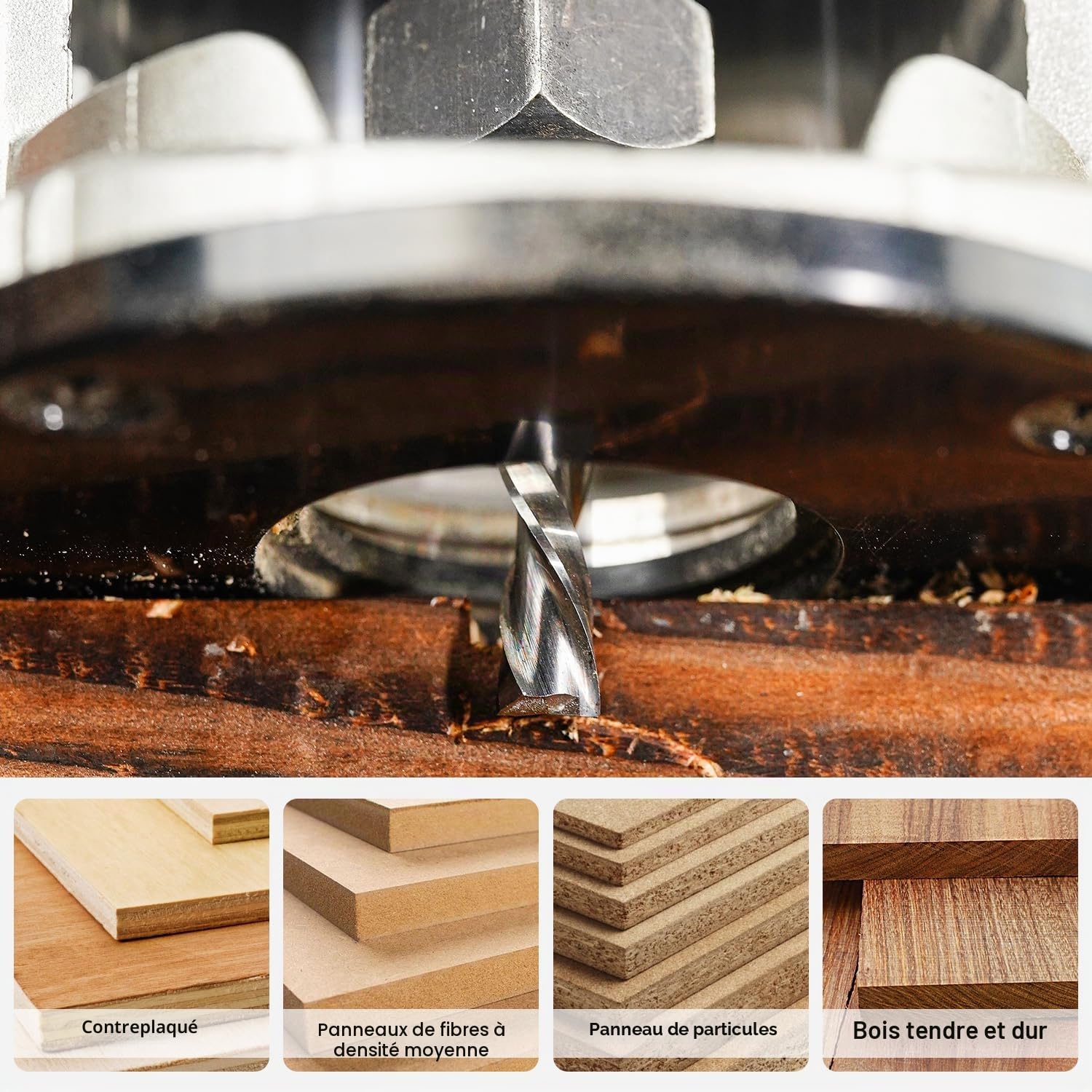 SpeTool Up&Down Fraise Defonceuse 8mm Diamètre de la tige Fraise a Rainurer Fraise CNC Fraise Helicoidale 32mm Longueur de coupe Compression HRC55 Fraise à Bois pour Gravure sur Bois Fraiseuse