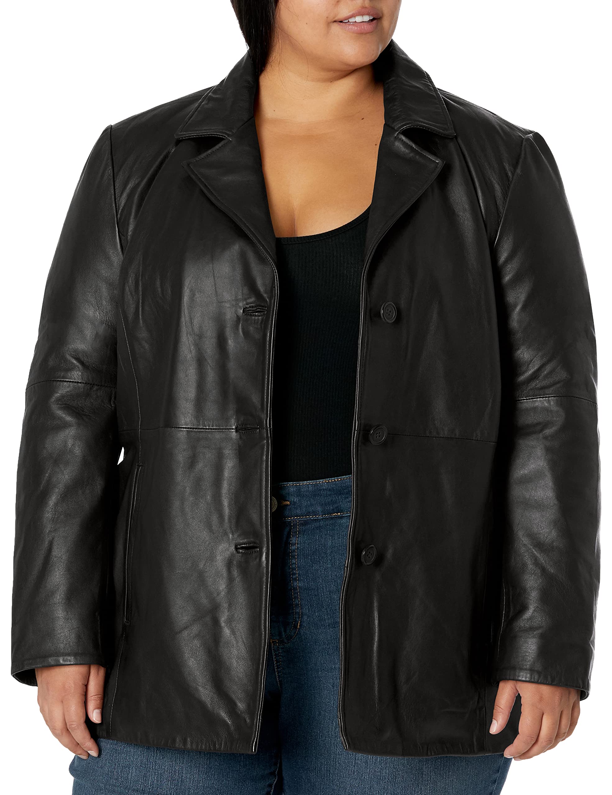 Excelled Leather Women's Plus Size Leather Button Front Hipster