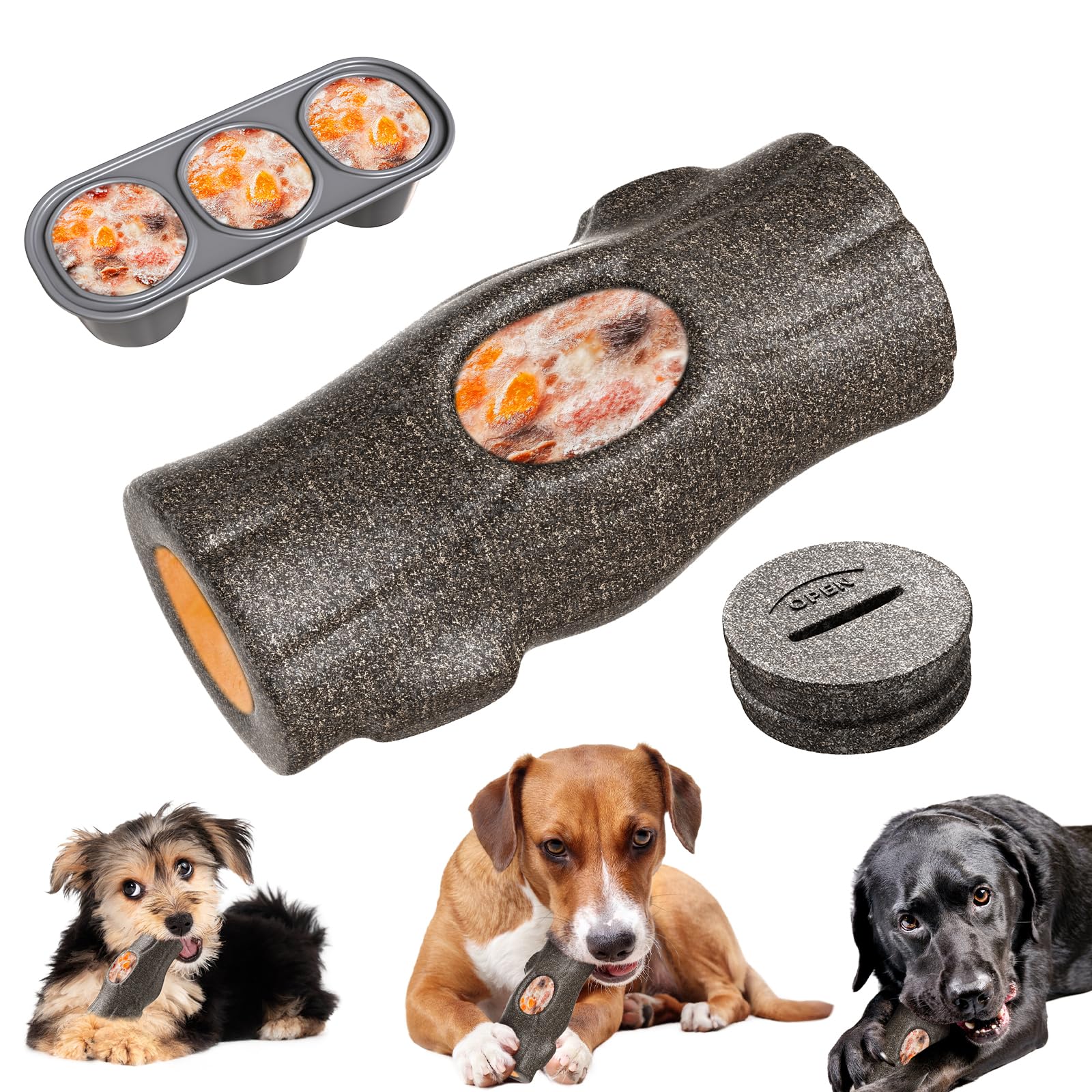 YuLohass Stump Shape Nylon Dog Chew Treat Toy with Filling Tray, Large Medium Dog Chew Toys for Teeth Grinding, Dogs Puzzle Interactive Toy for Slow