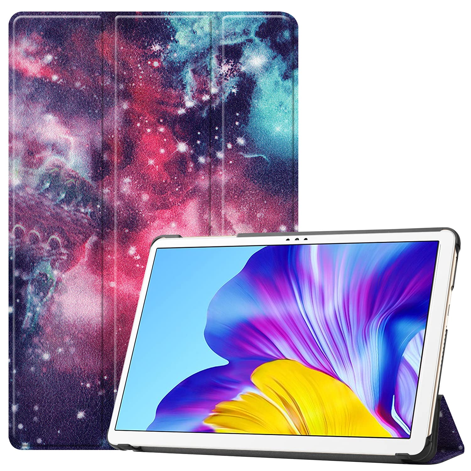 YukeTop Case for Honor Pad X8, PU Slim Cover, with Auto Sleep/Wake up Hard Trifold Stand Cover, Case for Honor Pad X8.(Galaxy)