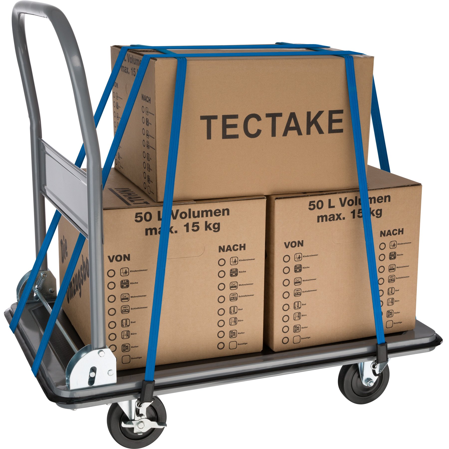 Carrello Pieghevole Tectake - Carrello Portatutto Con Ruote, Portata 150 Kg, Tappetino Antiscivolo, Nero