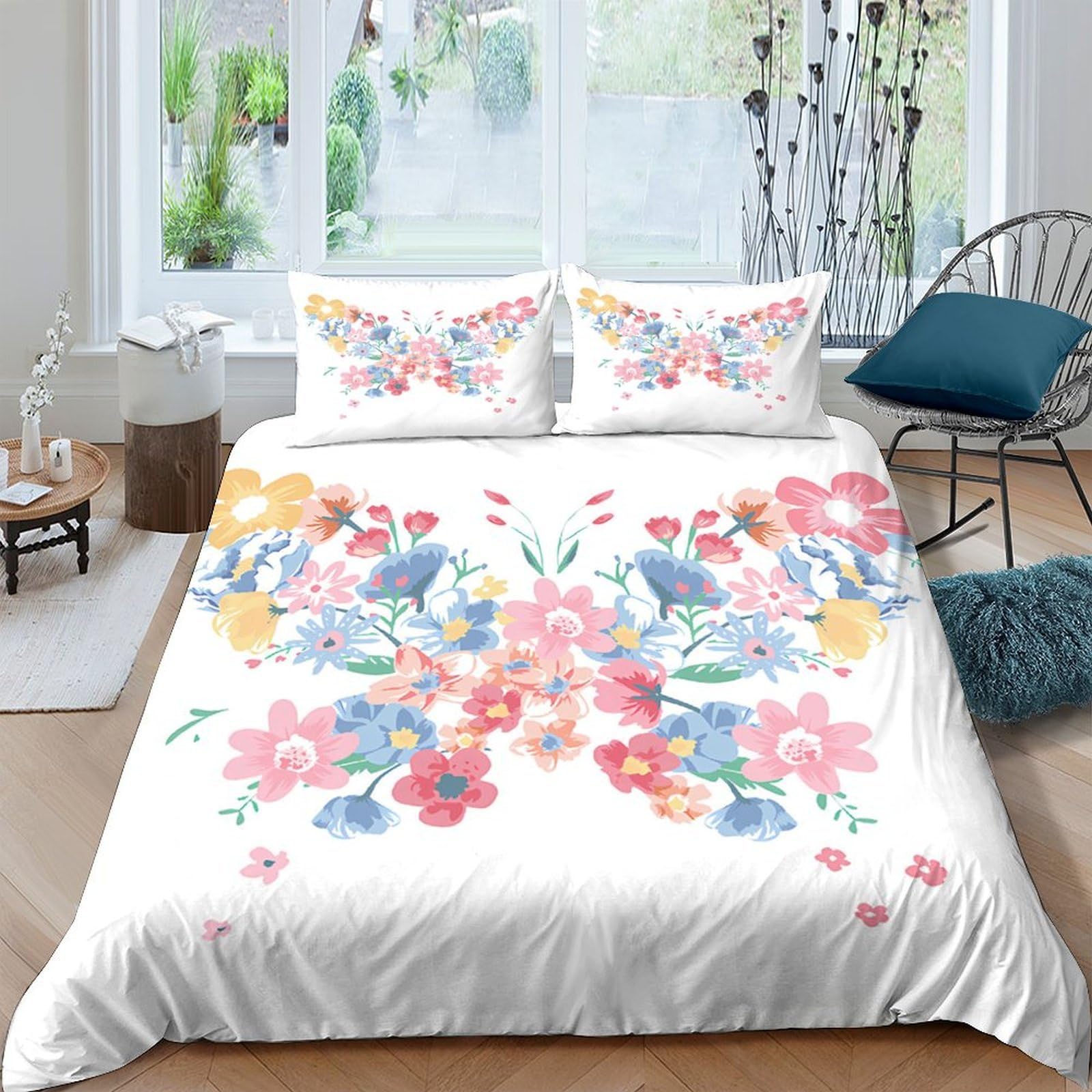 Ctjqhvkz Style-6 3D Printed Butterfly Floral Fitted Sheet Microfiber Bed Cover For Bedroom Guest Room Decor, Machine Washable, Anti-Slip Single（135X200cm）
