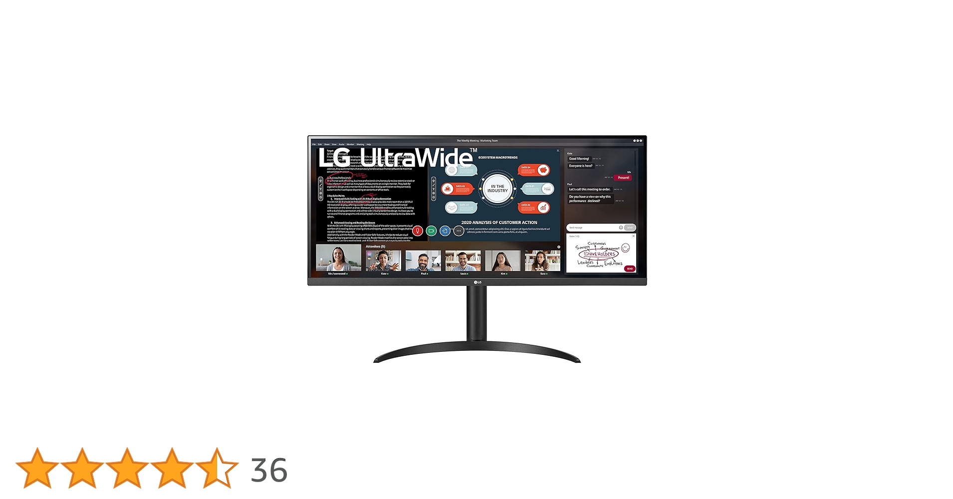 LG UltraWide Monitor 34WP550-B, wyświetlacz IPS, 75Hz, 5ms