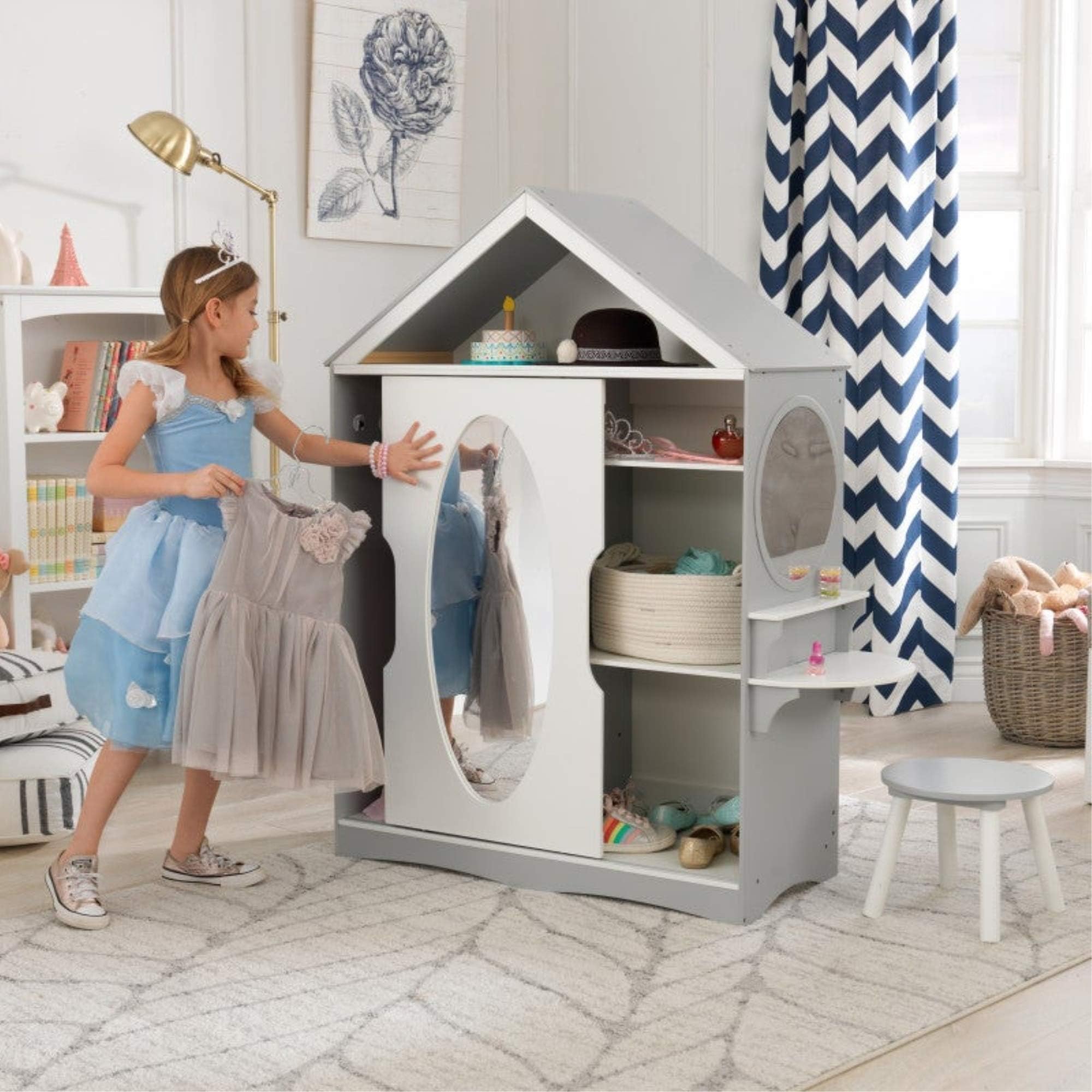 KidKraft Wooden Dress Up Armoire & Vanity with Costume Storage & Mirror, Children's Furniture