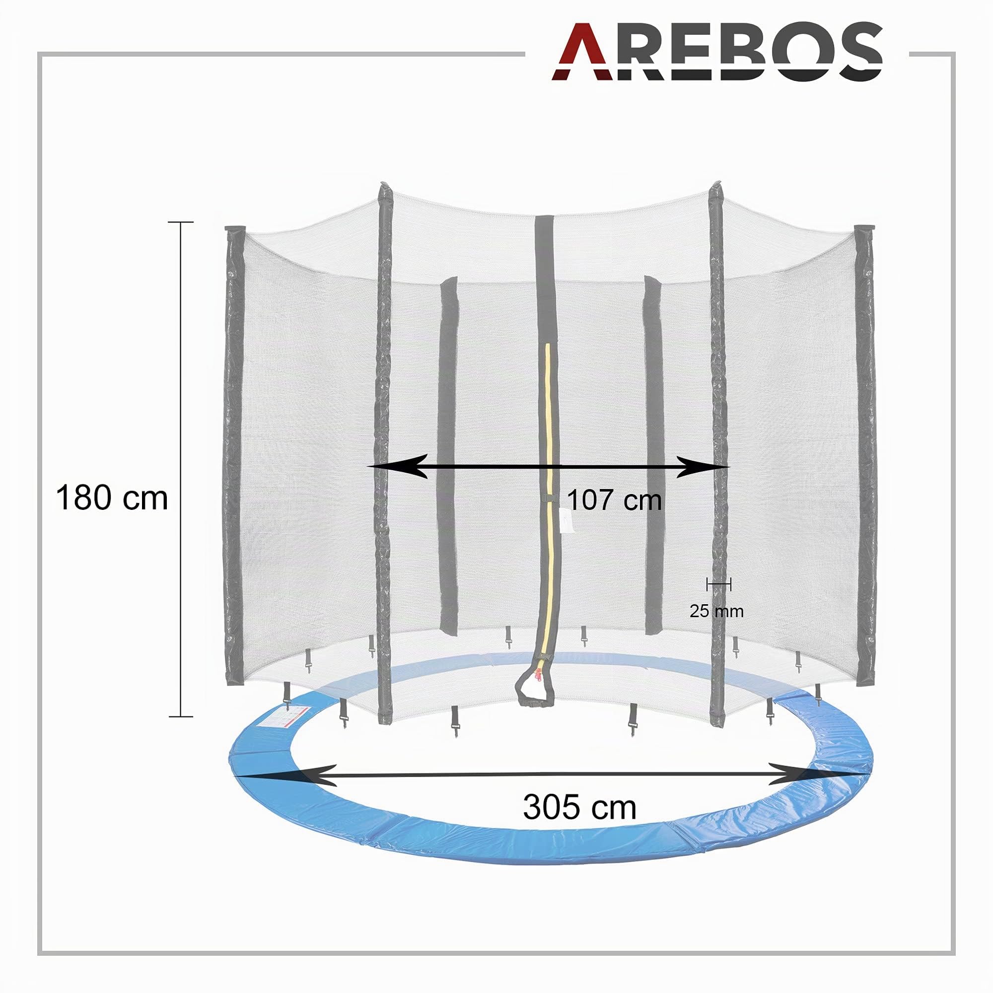 Arebos – Cama elástica con Red y/244, 305, 366, 396, 430, 460 y 490 cm