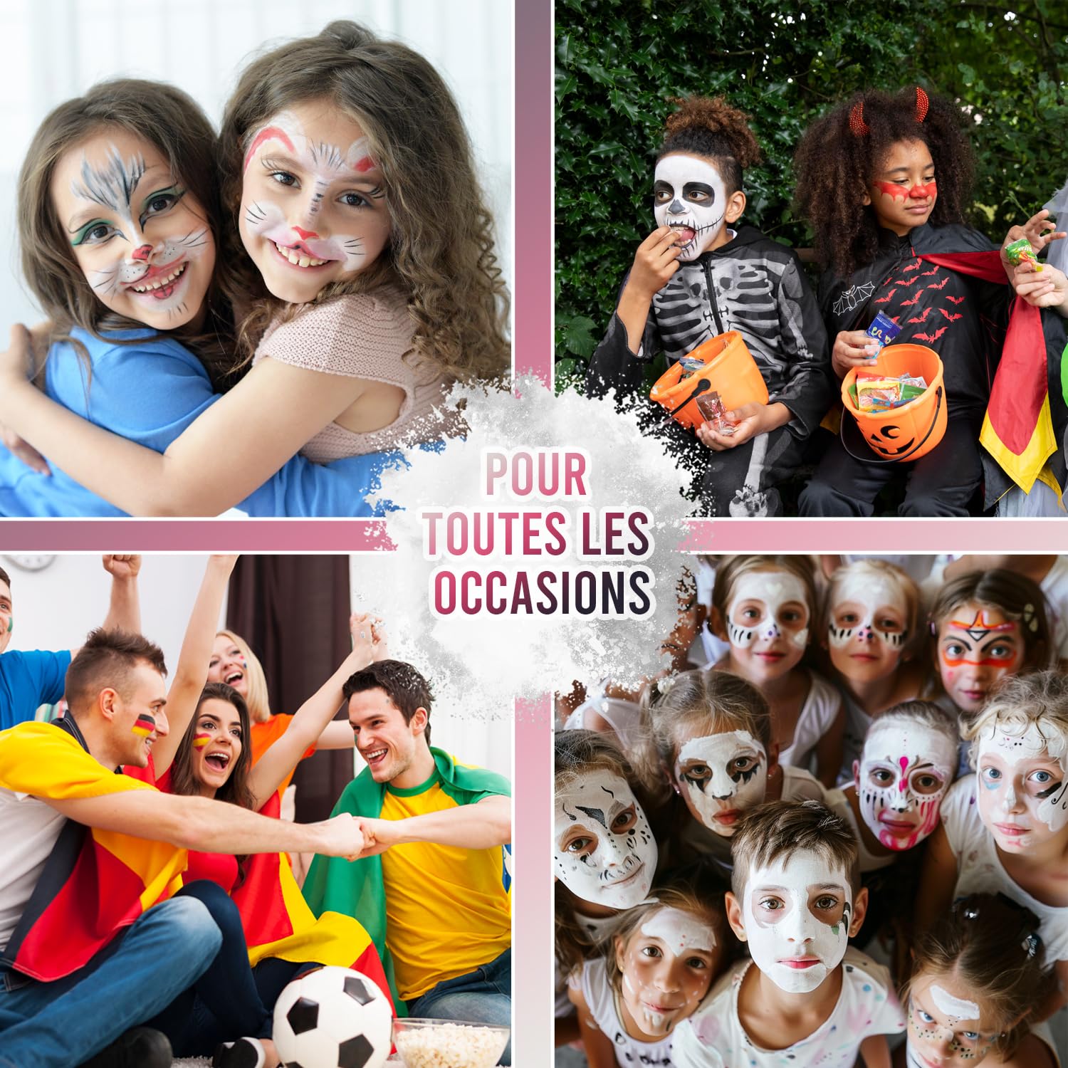 Festicy Peinture pour Visage et Corps, Blanche, 20g, éponge | Certifié EN 71-3 & Reach | Maquillage fille | Deguisement Enfant | Peinture visage, pour palette maquillage