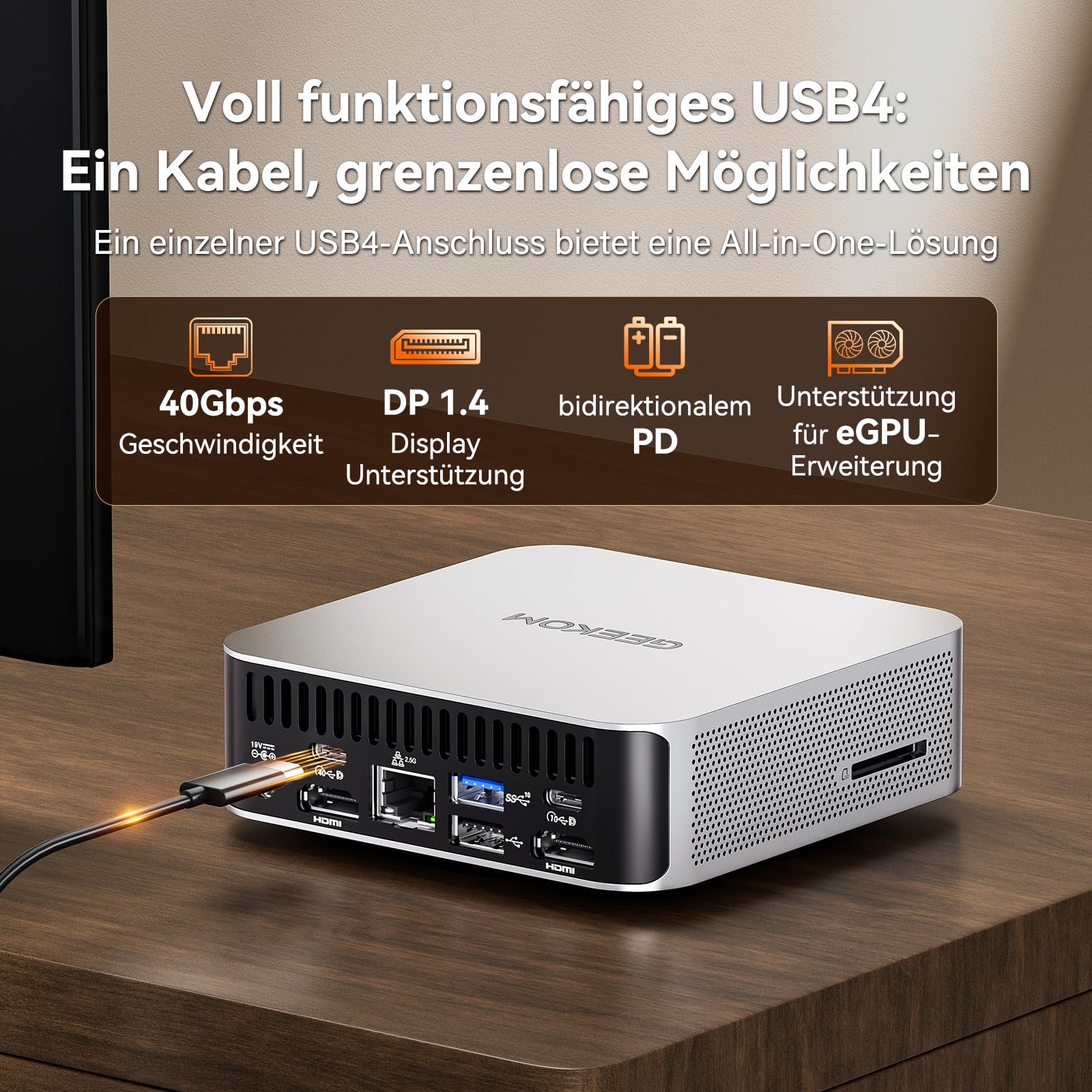 GEEKOM Mini PC A7 Windows 11 Pro Vorinstalliert mit Ryzen 5 7535HS, 1T SSD 16GB DDR5(Erweiterbar, nicht LPDDR)Mini Desktop Computer | 8K-Quad-Display | 2,5G LAN | SD-Karte für Kreativität/Office/Home