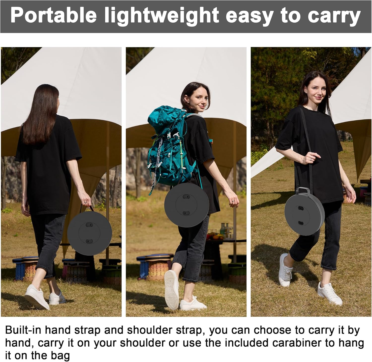 2026 Upgraded 18.1" Portable Folding Stool, Collapsible Stools, 600lbs Max Weight, Lightweight But Sturdy, Telescoping Foldable Camping Stool for Outdoor Fishing Hiking Travel BBQ