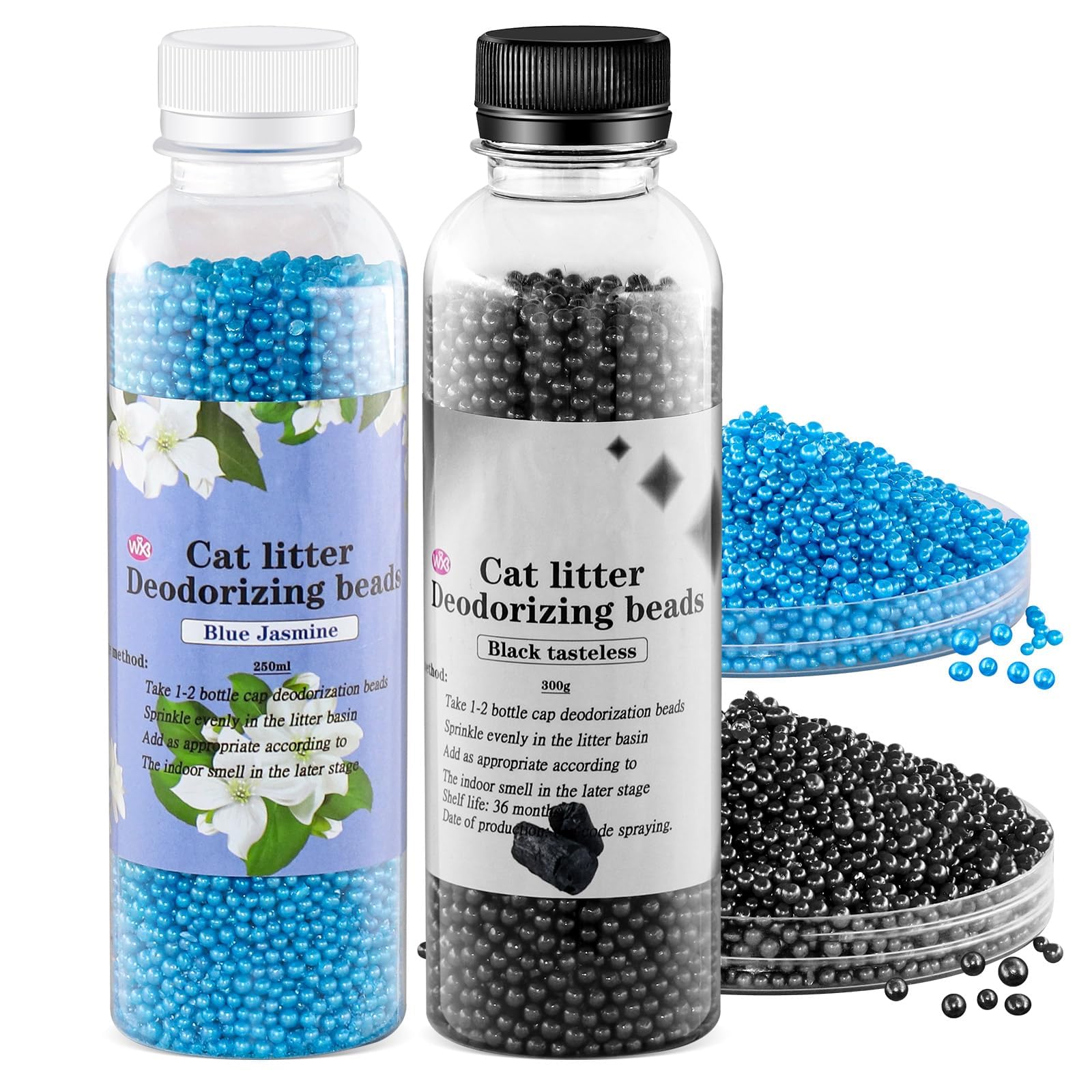 Caja de arena para gatos, desodorante con cuentas | Caja de arena para gatos con cristales desodorantes | Elimina el olor del gato, neutraliza el olor, 8.5 onzas (2 piezas)