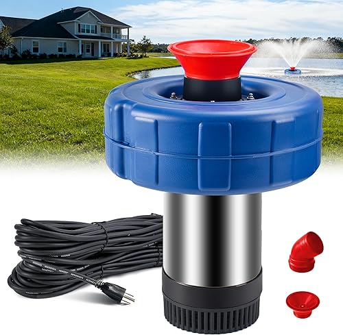 Aireador de fuente de estanque, bomba de 110 V, 0.75 KW1 HP, 15000 GPH. Fuente flotante de lago potente totalmente automática con cable de