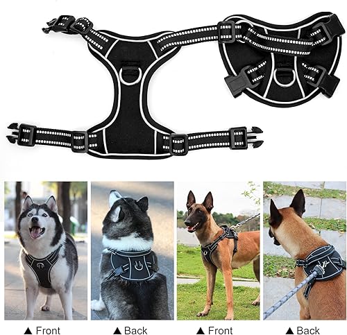 Miniatura 6 de LeonardCreek Arnés para perros grandes para caminar al aire libre, chaleco para mascotas, accesorio de correa, fácil control con asa, suave, evita