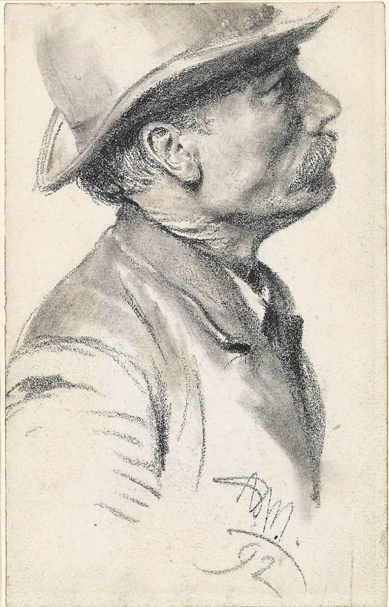 Posteriik No Frame Vintage Art Print Images Pictures Print Moustached Man With A Hat By Adolph Menzel Modern Colour Posters For Office Home Decor 60X90cm