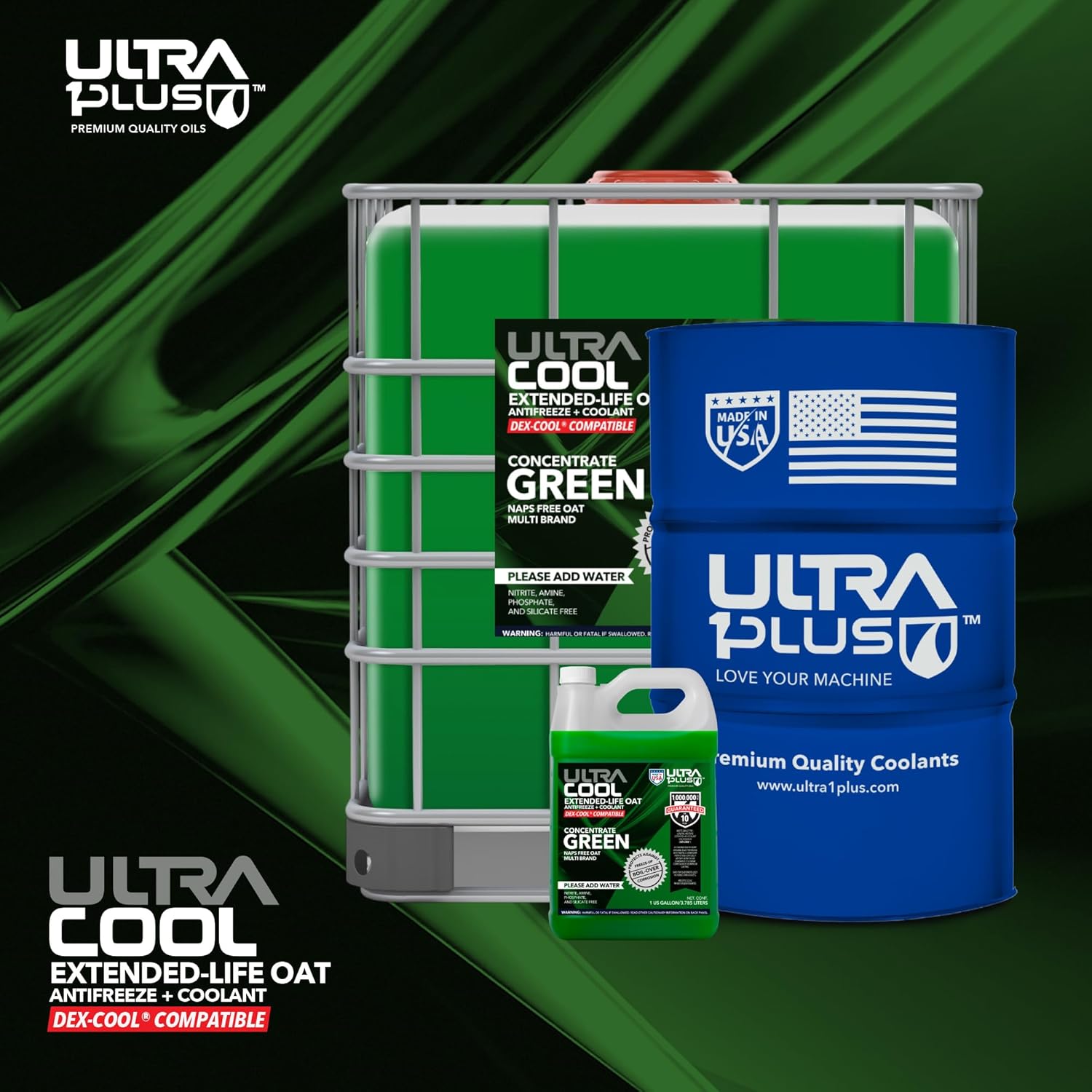 ULTRA 1PLUS Oat NAPS Free Extended Life Antifreeze + Coolant (Concentrate, Green, 55 Gallon Drum)