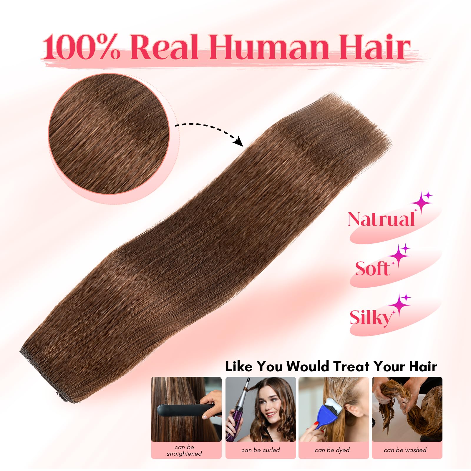 Rich Choices Clip in Hair Extensions Real Human Hair Halo 18 Inch Halo Hair Extension Invisible Wire Hair Straight Remy Seamless One Piece Clips in Hair - Image 3
