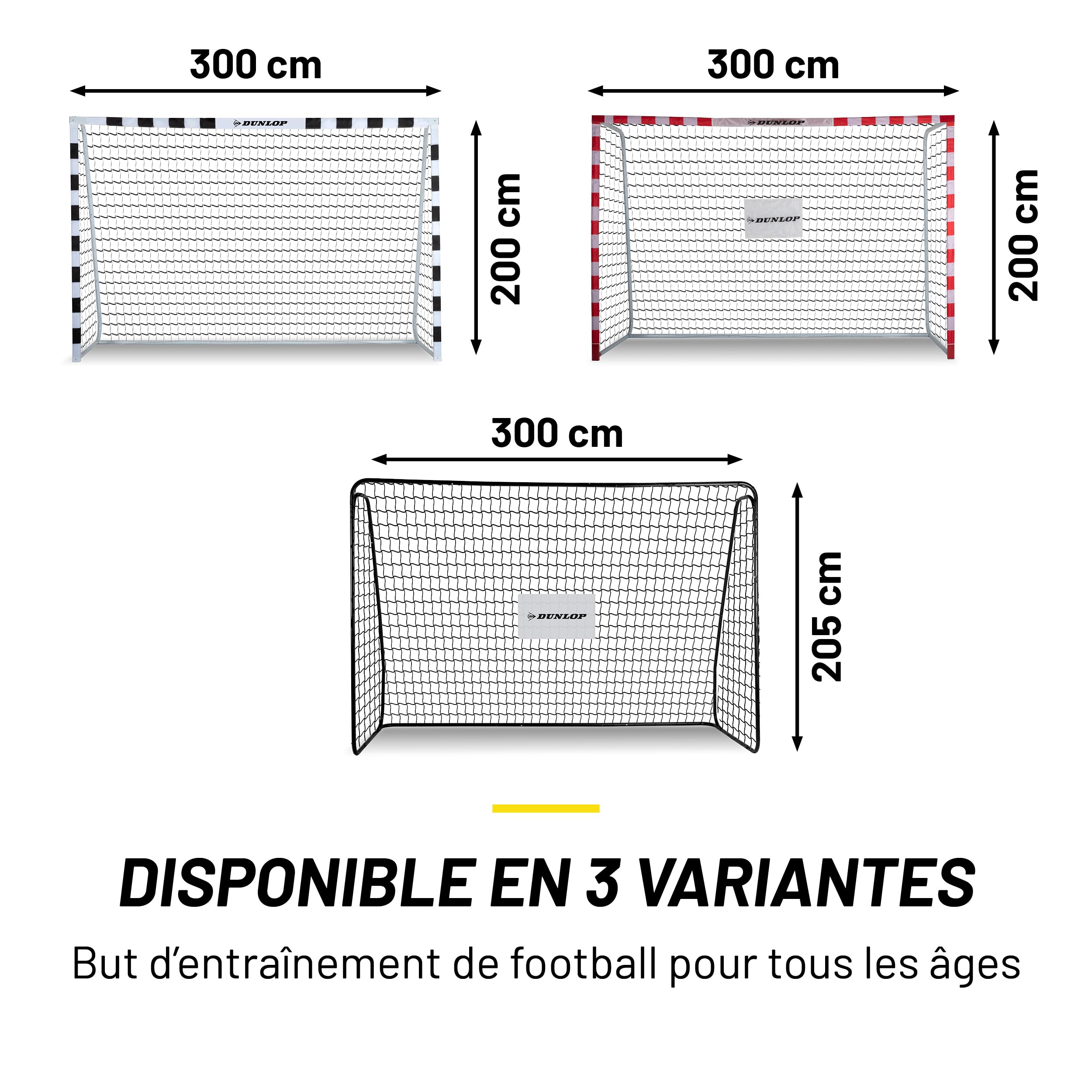 Dunlop Fußballtor - 240 x 160 x 85 cm - Metall - Fußballtrainingszubehör für Alle Altersgruppen - Einfache Montage - Schwarz/Rot