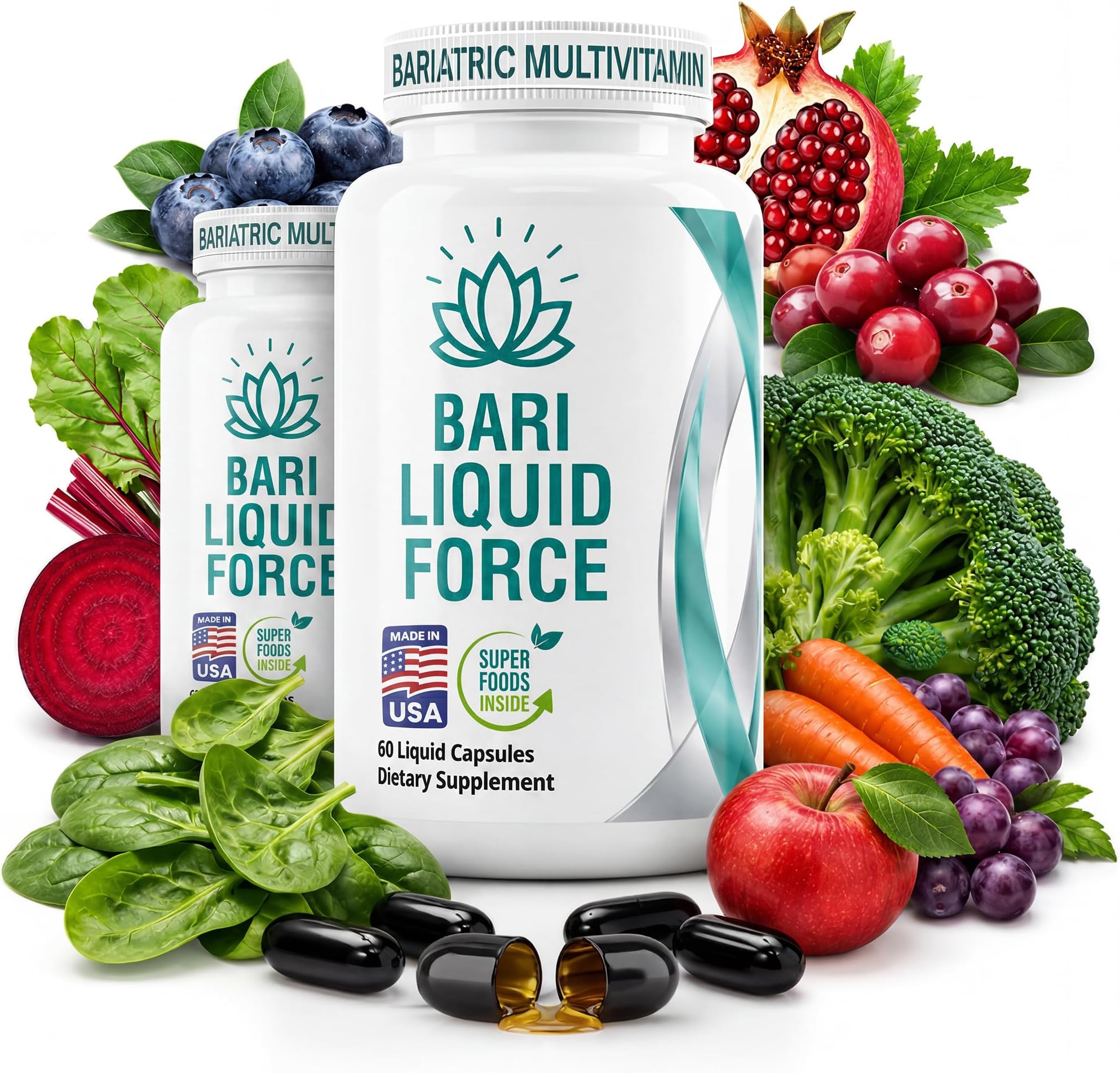 Post Bariatric Multivitamin for Gastric Bypass & Sleeve - 2 Pack | ASMBS-compliant liquid softgels with iron & 29 nutrients. Fast-absorbing, gentle on stomachs. 120 count, 2-month supply.
