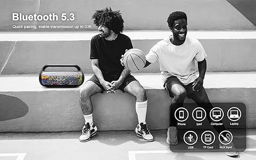 Miniatura 4 de Altavoces Bluetooth, altavoz inalámbrico portátil de 40 W de potencia máxima Boombox con luces de sonido HD, resistente al agua, tiempo de