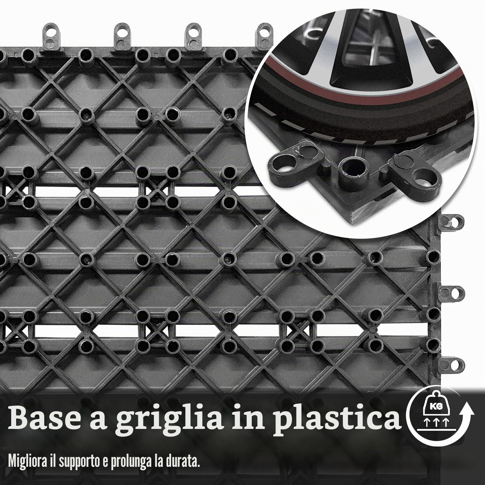 UISEBRT 6 piastrelle per terrazze, in WPC, 30 x 60 cm, effetto legno, con drenaggio (6 pezzi, 30 x 60 cm, 1 m², antracite)