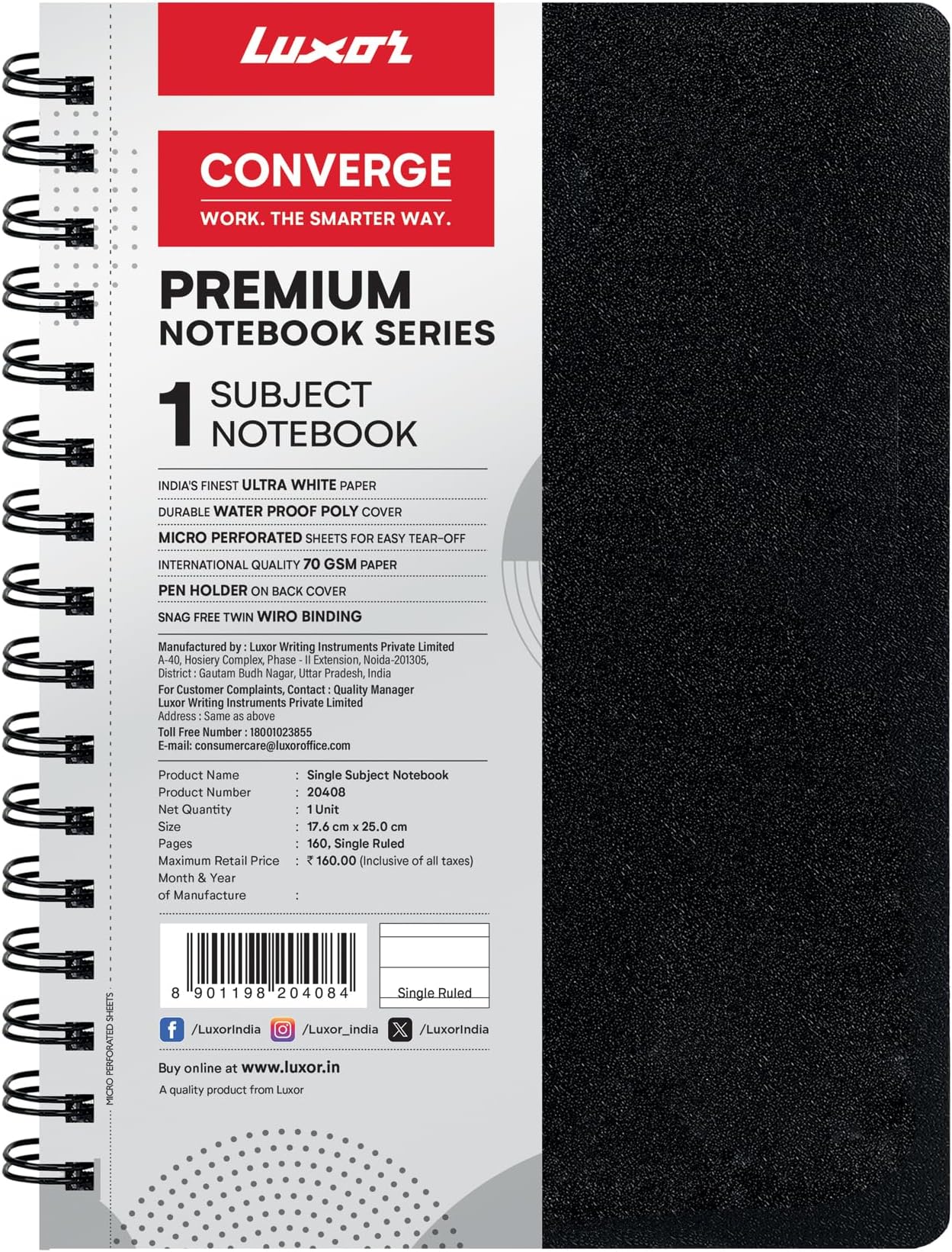 - Executive Single-Ruled B5 Notebook, 160 Pages, 17.6 * 25.0 cm, Ideal for Organized Note-Taking and Planning