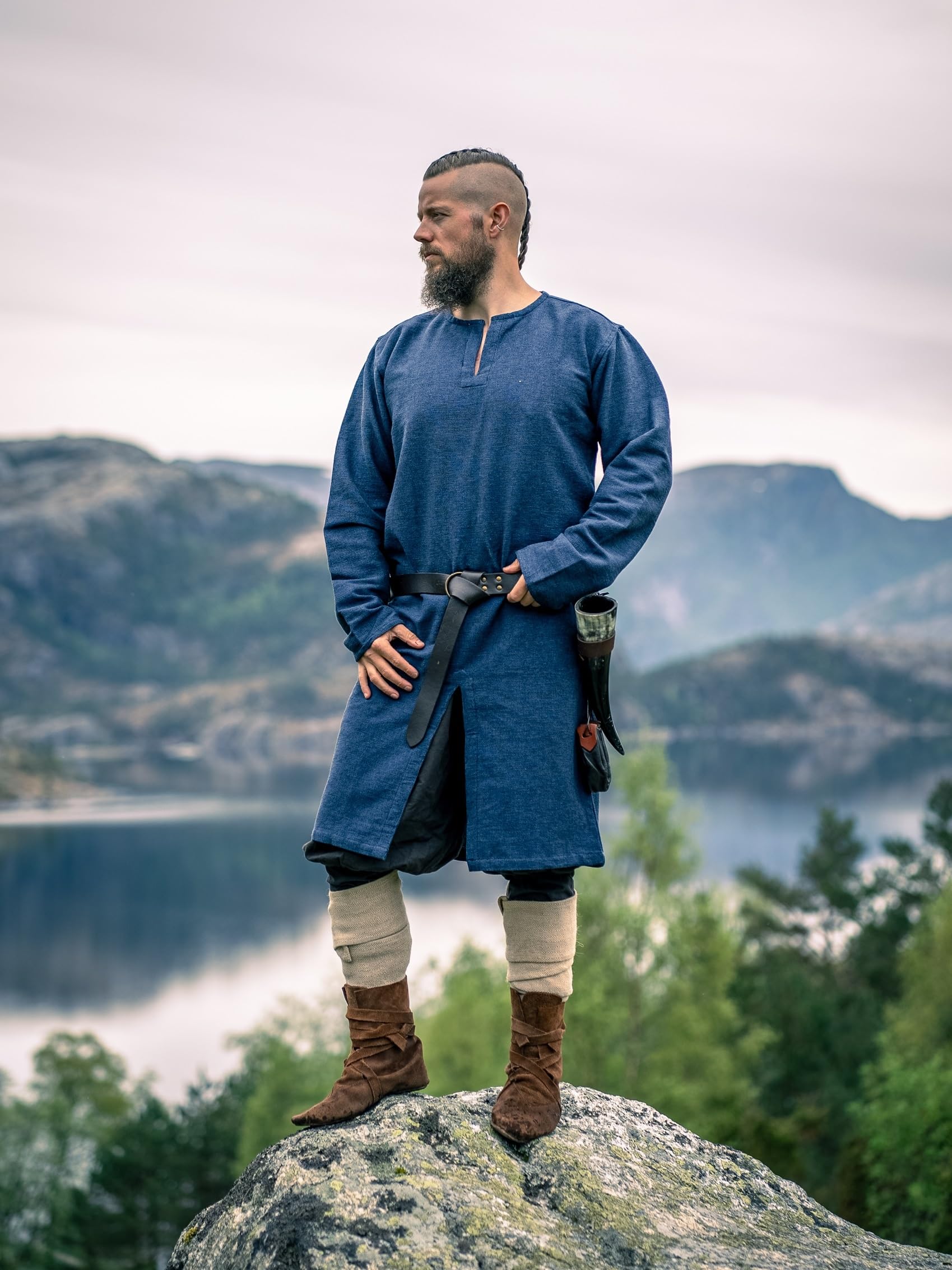 Wikingowie tunika średniowieczna odzież LARP Lennart niebieska
