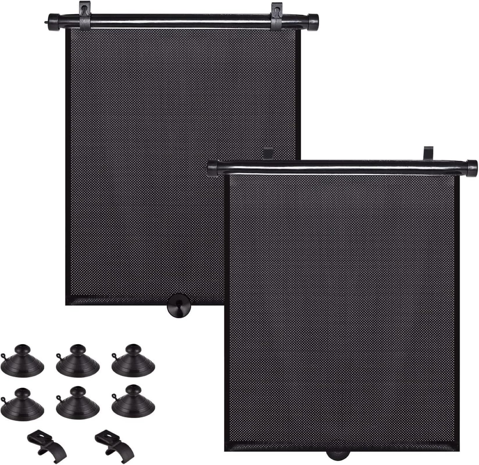 Car Sun Shade Side Window, Retractable Car Roller Shades for Side Window Blocks Harmful Sun Glare and Heat