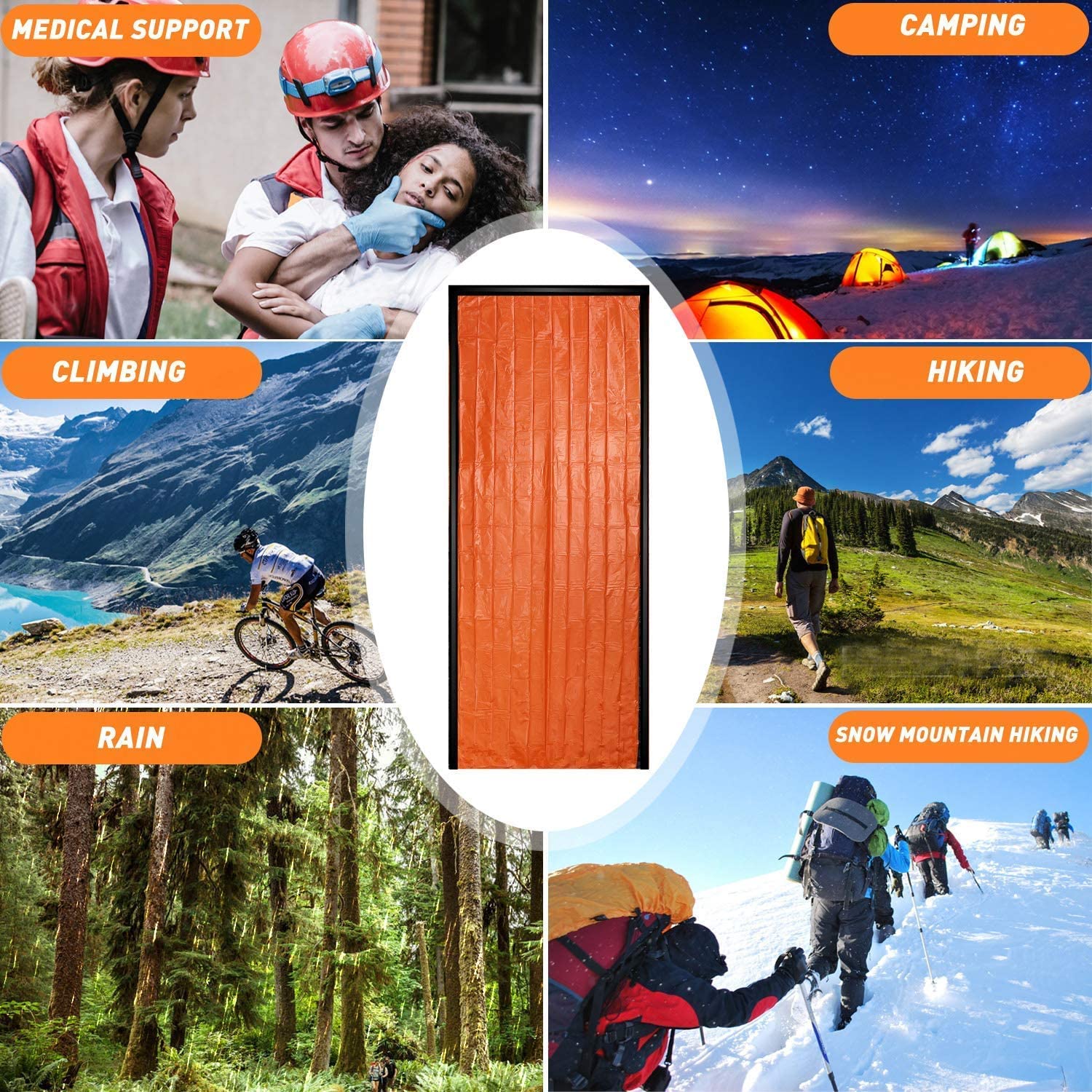 Notfall-Überlebensschlafsack, Thermo-Schlafsack, wasserdicht, leicht, tragbar, für Camping, Wandern, Outdoor-Abenteuer, Aktivitäten und Obdachlosenhilfe, 4 Stück