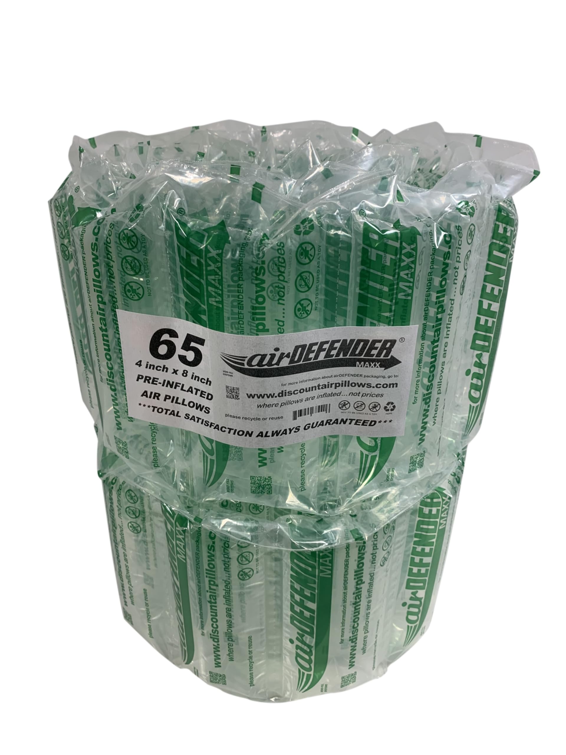 airDEFENDER 65 count 4x8 MAXX air pillows 8 gallon 1.1 cubic feet void fill cushioning shipping packing package