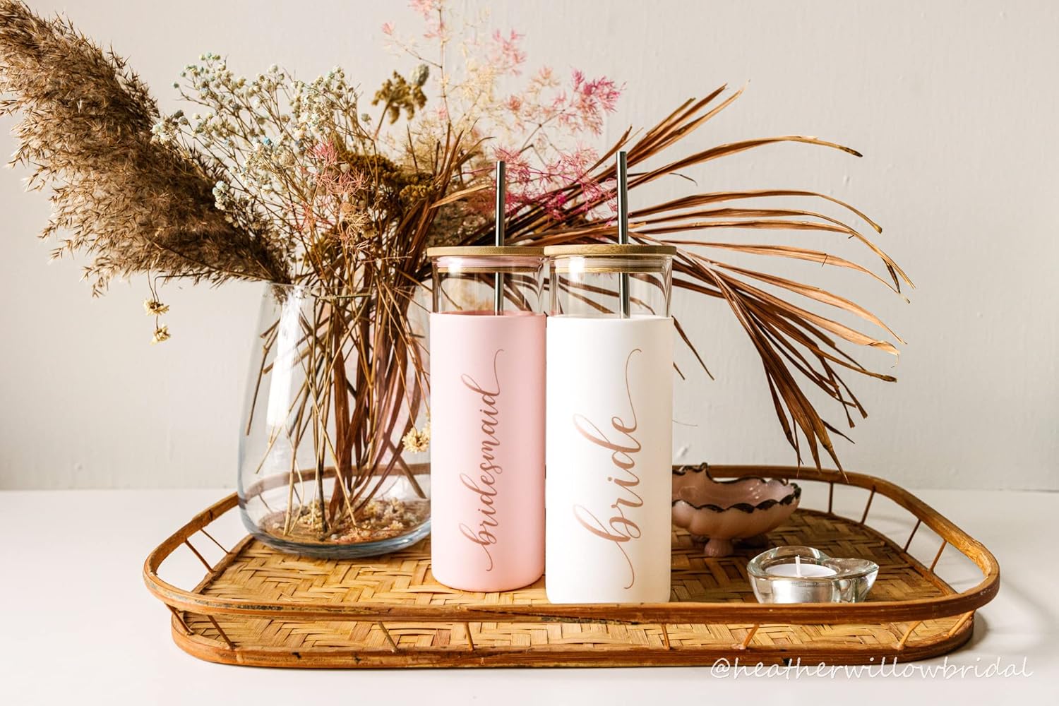 Bride to Be Iced Coffee Tumbler with Bamboo Lids and Straws | 20 oz Mason Jar Cups & Iced Coffee Cup | Bridesmaid Proposal Gifts, Bridal Shower, Bachelorette Party Supplies & Bride Tribe - Bridesmaid - Image 5