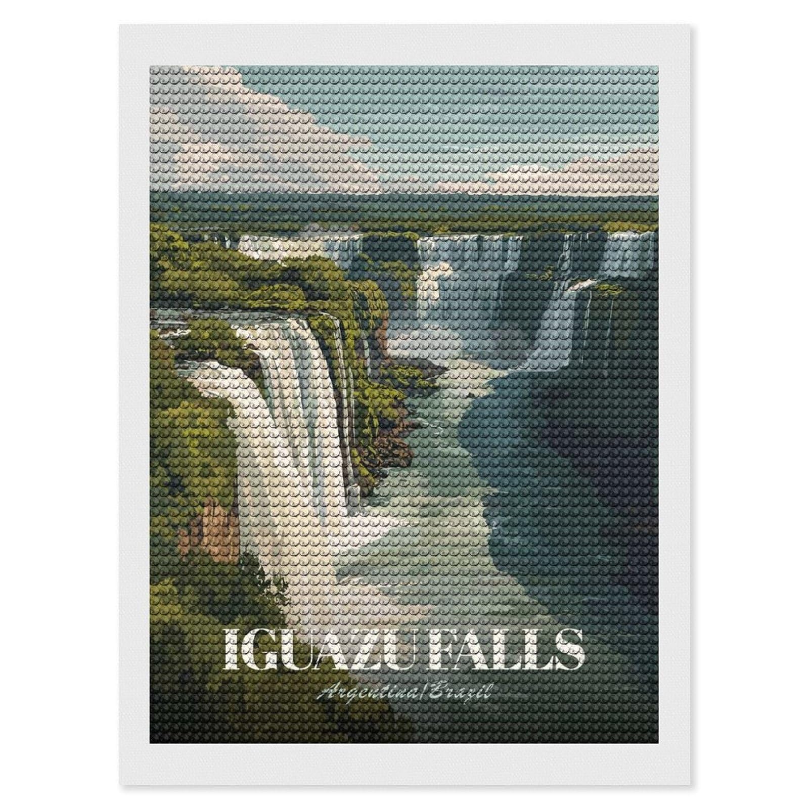 Junmoney Iguazu Falls Argentina Brazil Crystal Diamond Art Kit 12"x16", Stress Relief Craft, Decorative Artwork, Vintage Style Decor, Birthday Gift